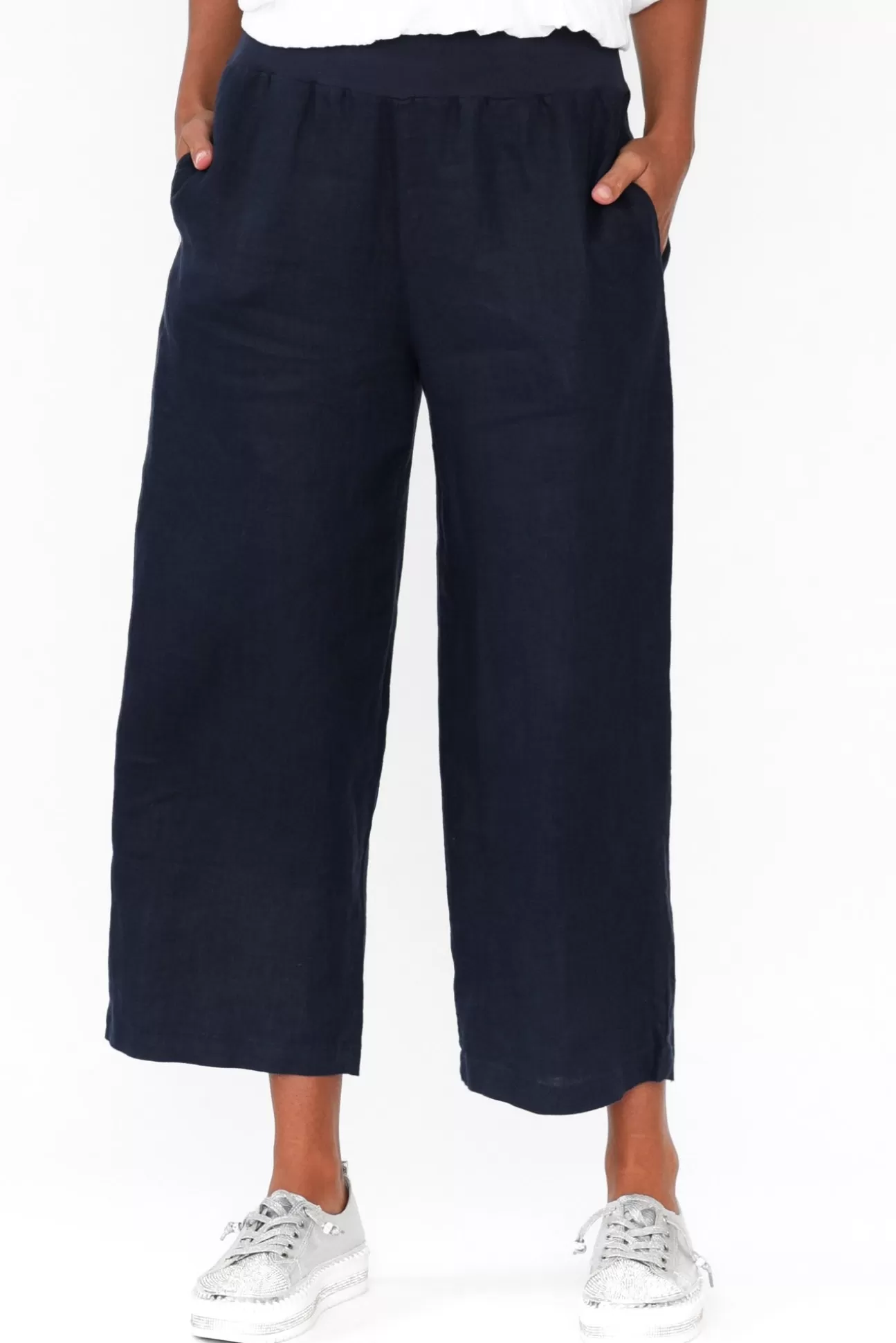 Gordon Smith Griffin Navy Linen Wide Leg Pant Outlet