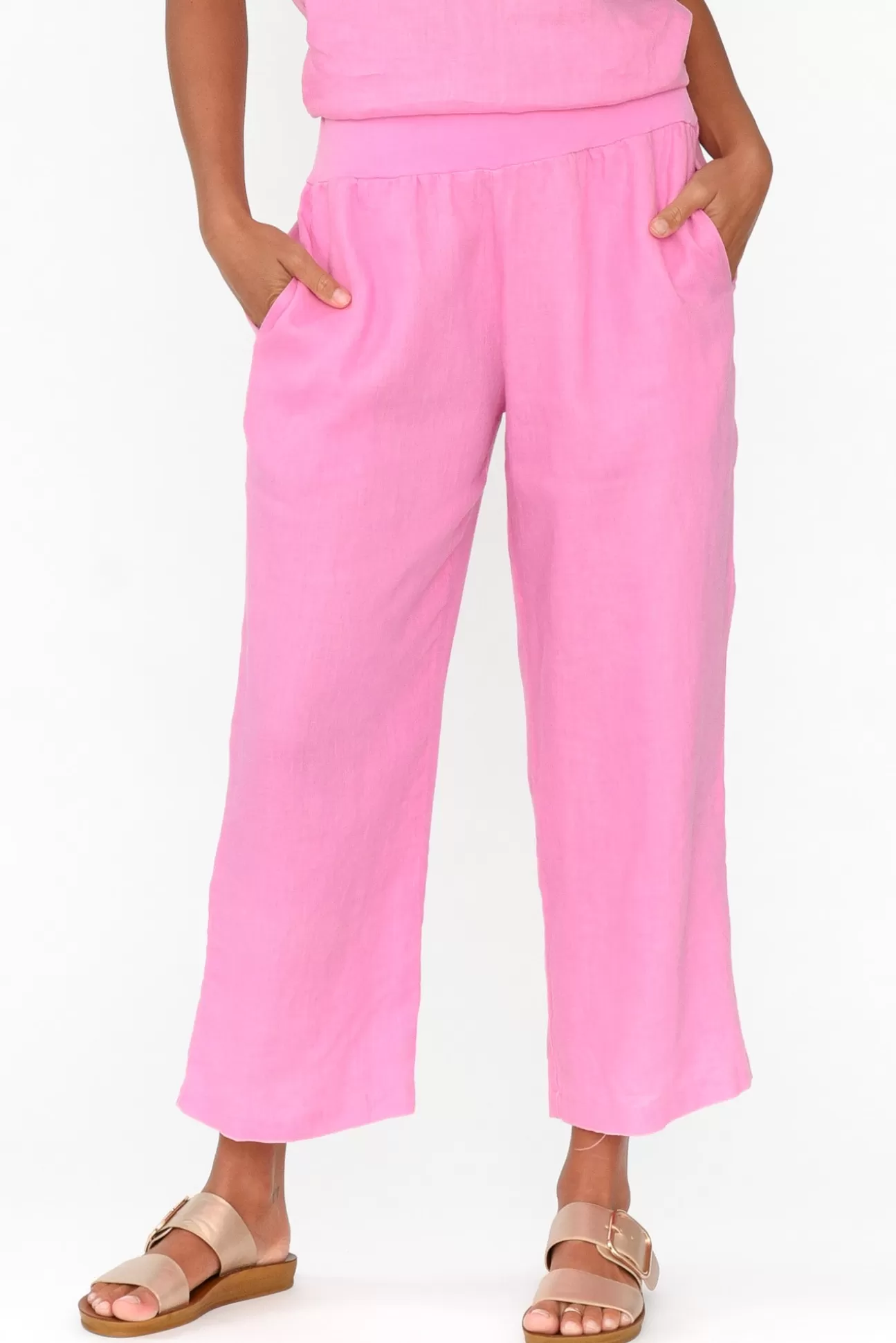 Gordon Smith Griffin Pink Linen Wide Leg Pant Shop