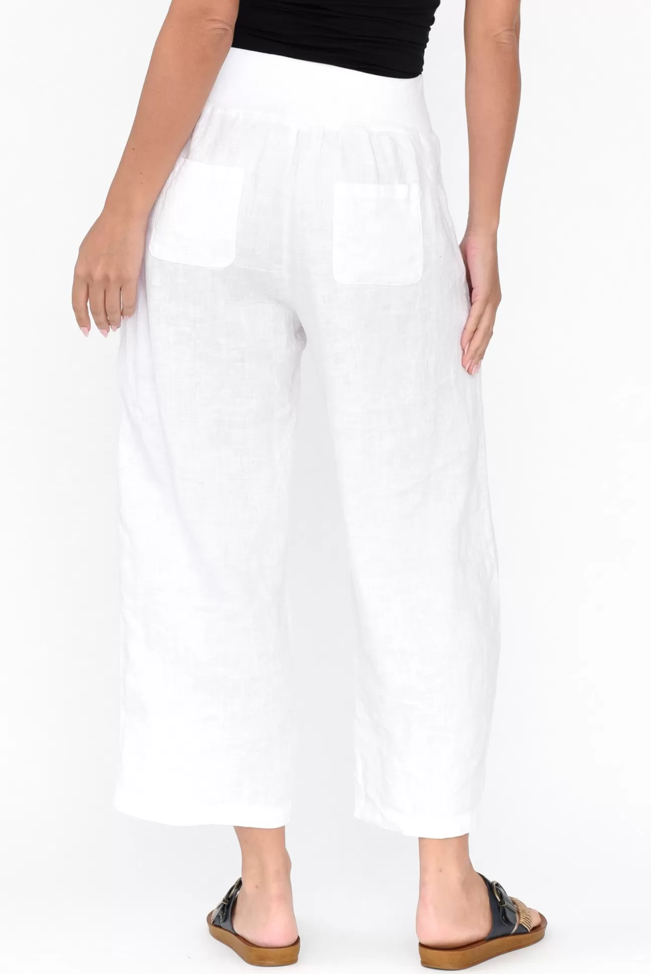 Gordon Smith Griffin White Linen Wide Leg Pant Hot