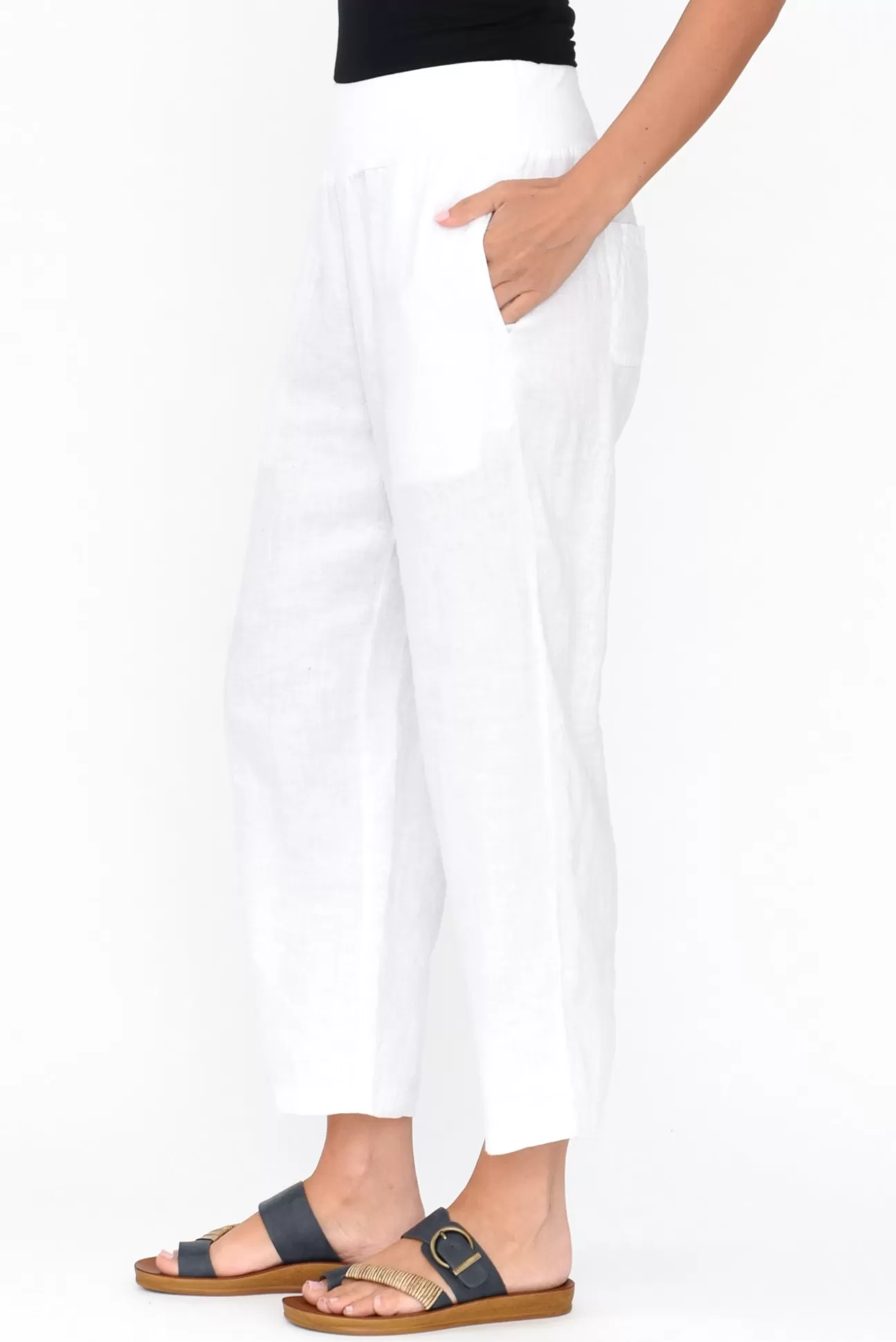 Gordon Smith Griffin White Linen Wide Leg Pant Hot