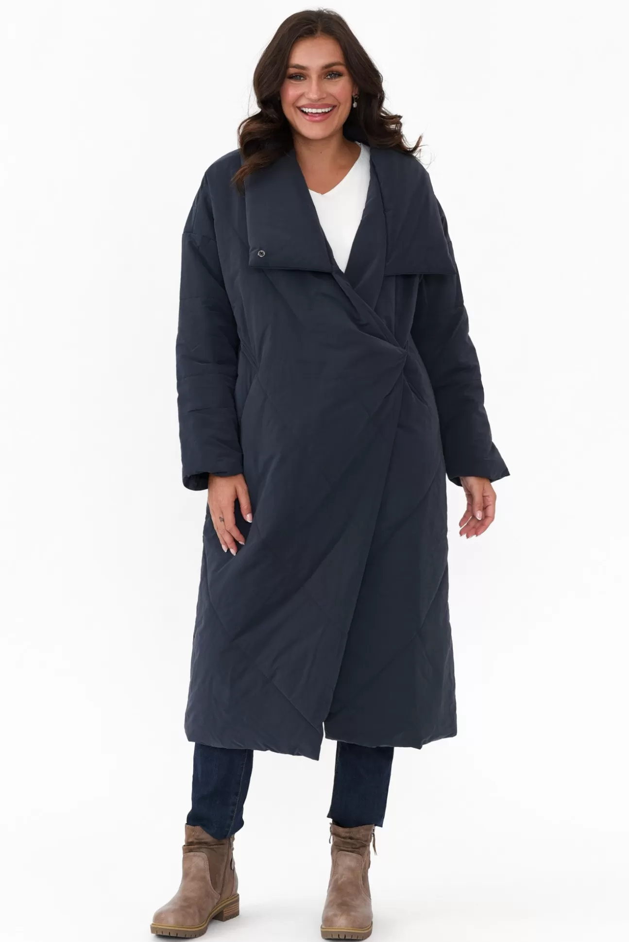 Tirelli Halle Navy Longline Wrap Coat Best Sale