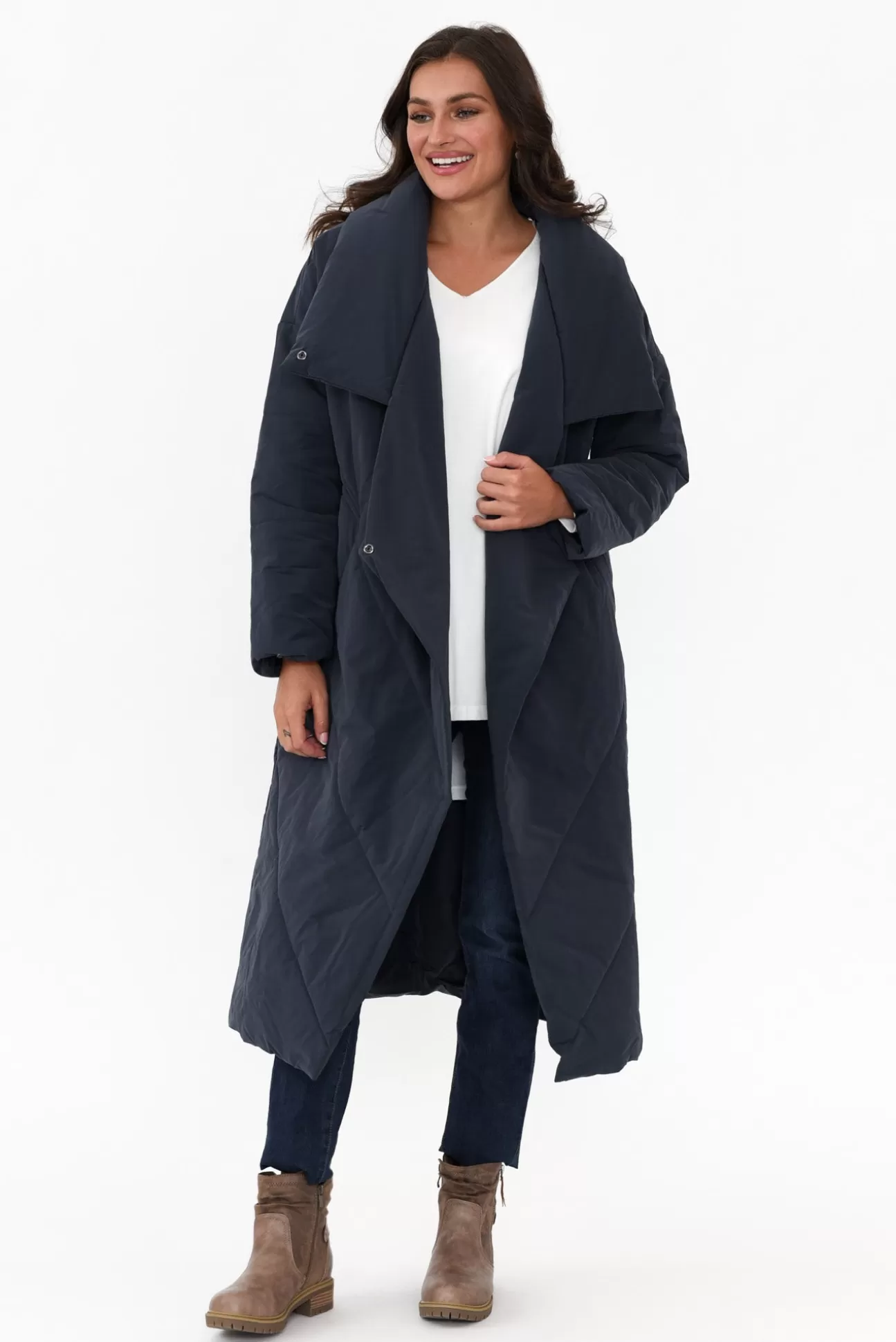 Tirelli Halle Navy Longline Wrap Coat Best Sale