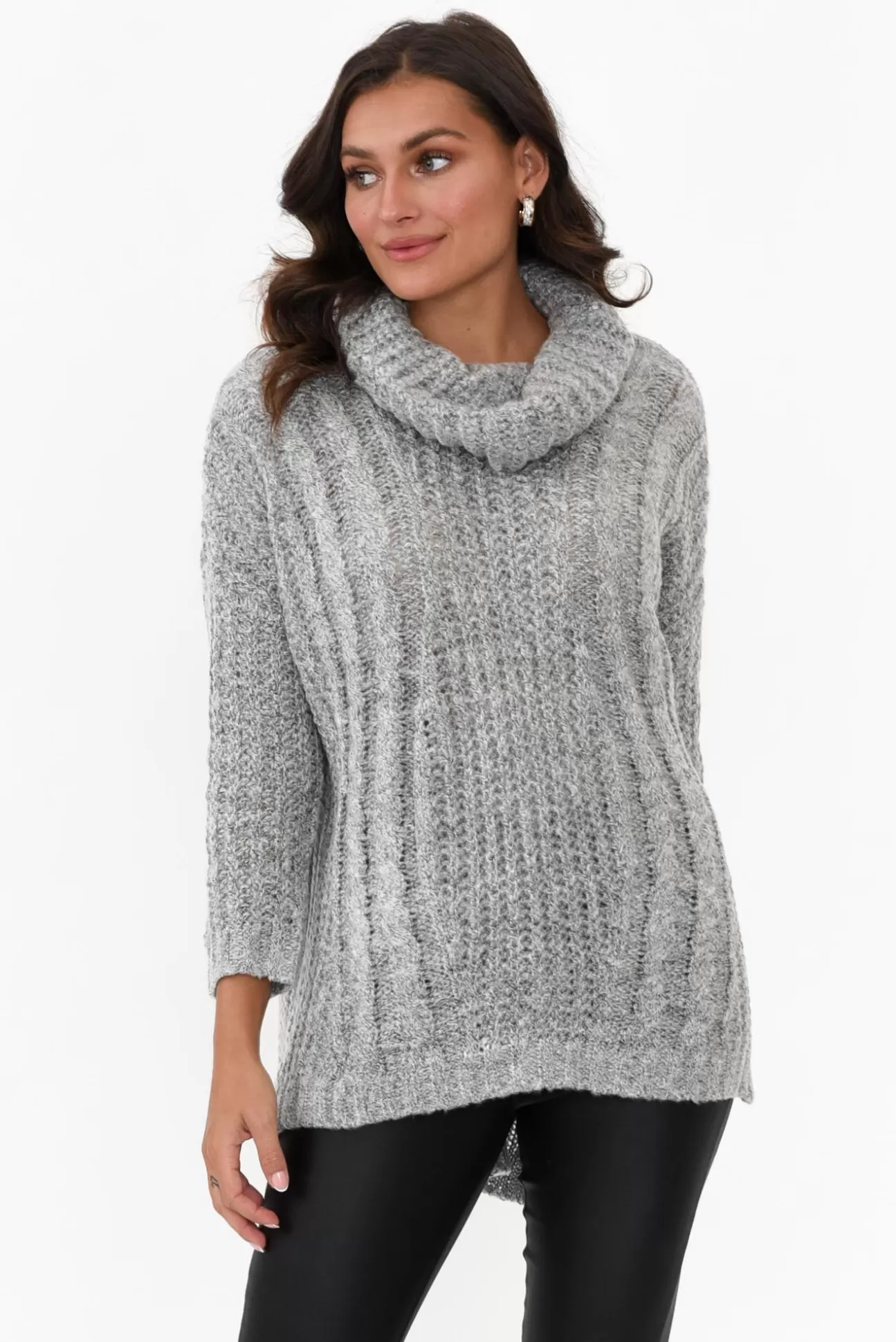 Cafe Latte Hamlin Grey Roll Neck Jumper Shop