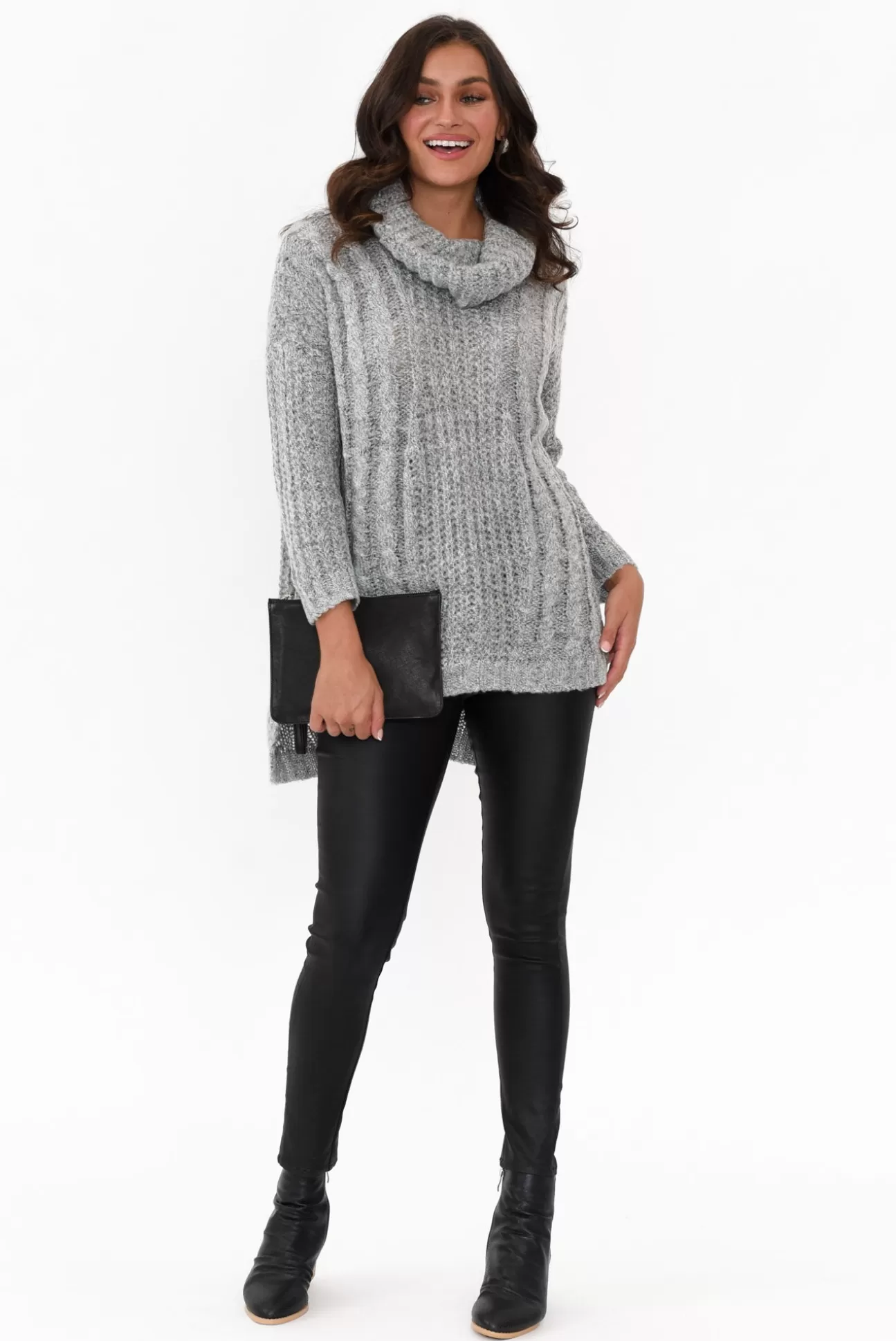 Cafe Latte Hamlin Grey Roll Neck Jumper Shop