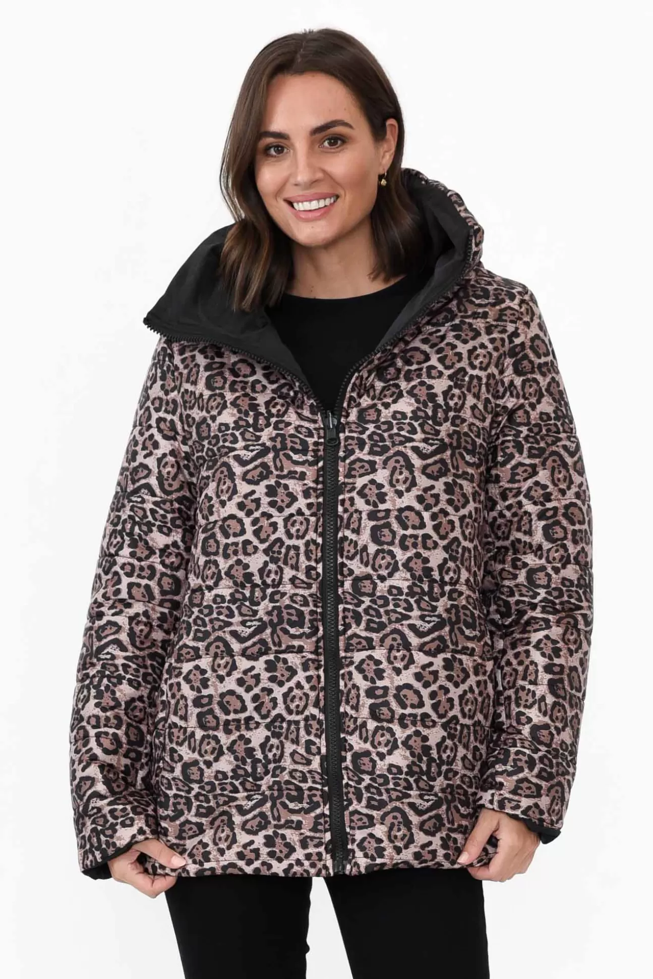 Hammock u0026 Vine Hansel Brown Leopard Reversible Puffer Jacket Shop