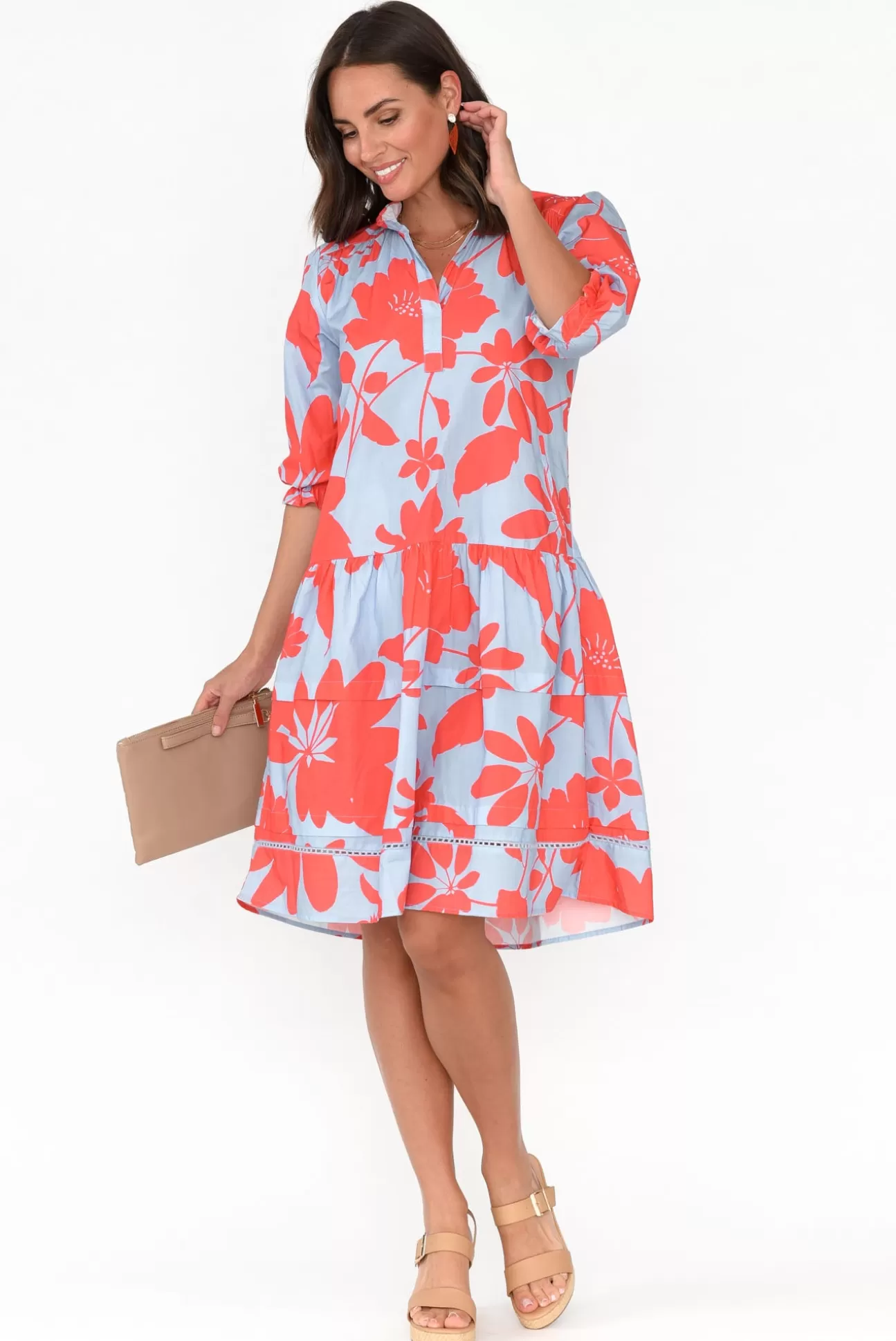 Maude Vivante Hayes Bright Blooms Cotton Poplin Dress Clearance