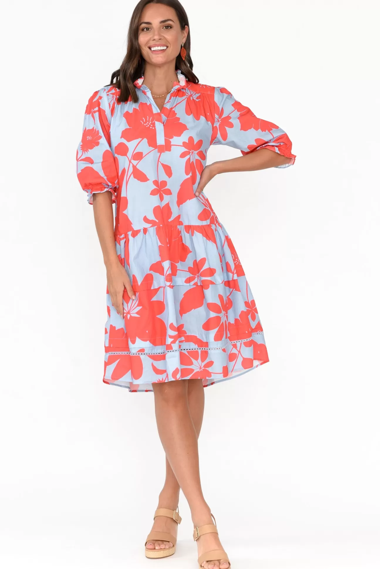 Maude Vivante Hayes Bright Blooms Cotton Poplin Dress Clearance