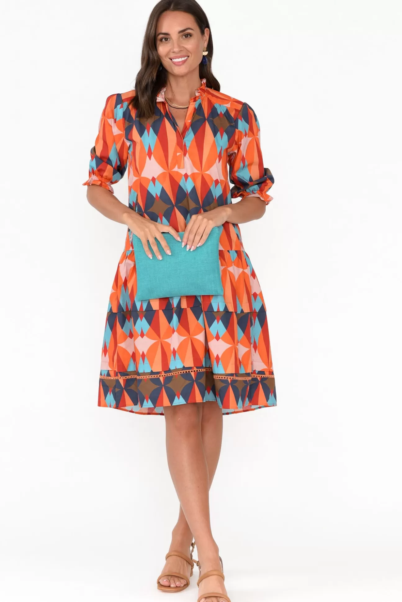 Maude Vivante Hayes Kaleidoscope Cotton Poplin Dress Clearance