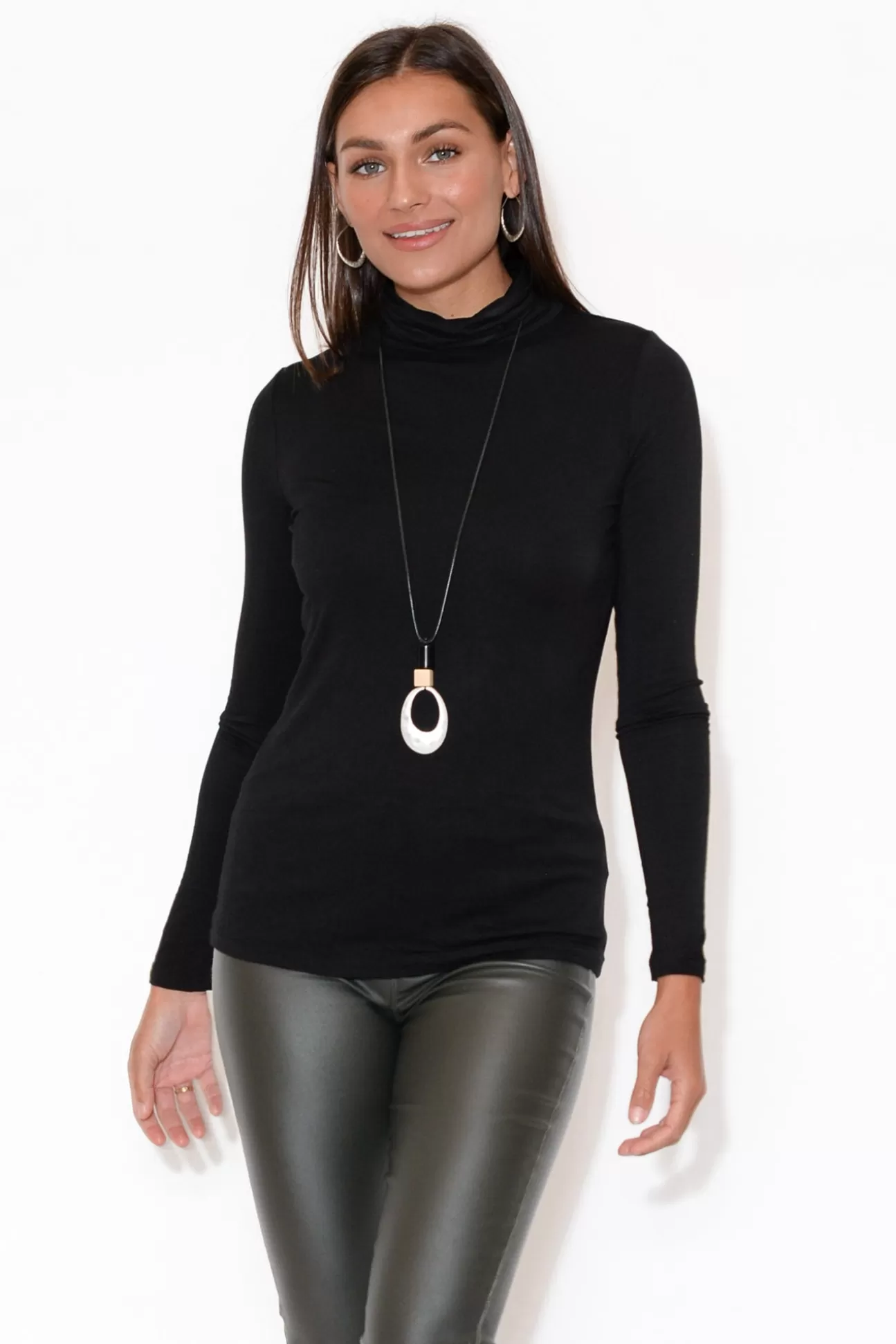 Bamboo Body Henrietta Black Bamboo Turtleneck Top Best