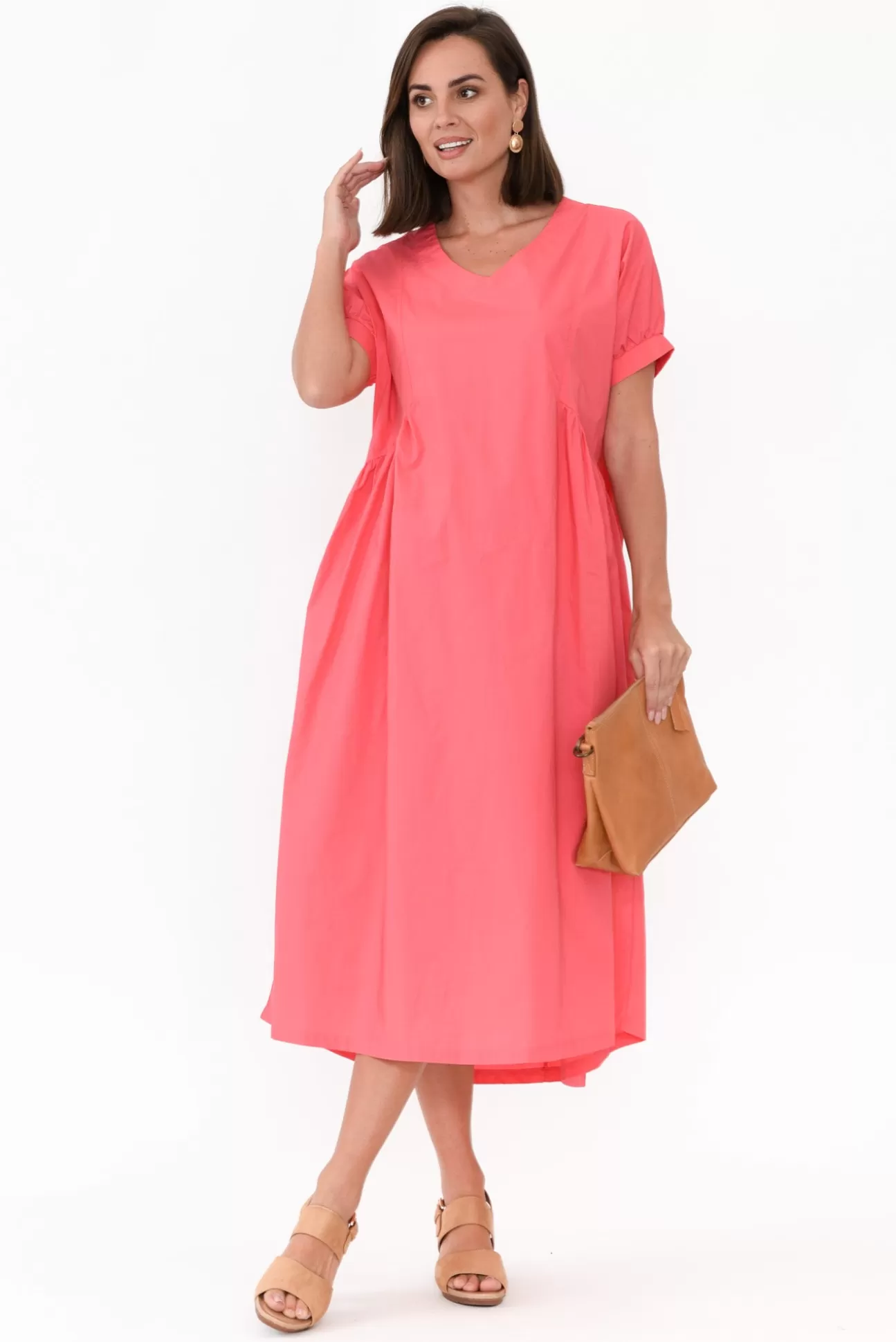 Tirelli Hilda Pink Gathered Cotton Dress Store