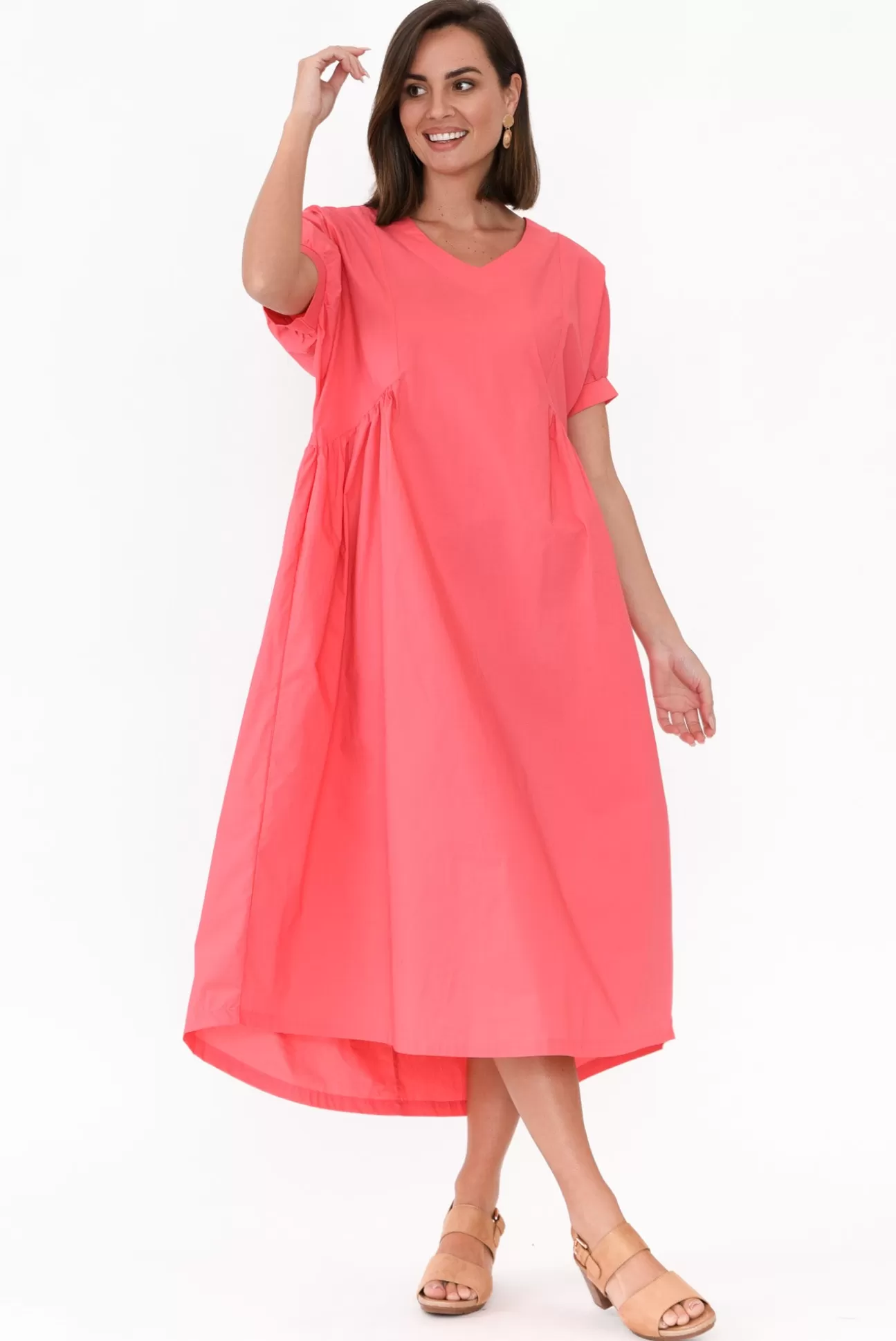 Tirelli Hilda Pink Gathered Cotton Dress Store