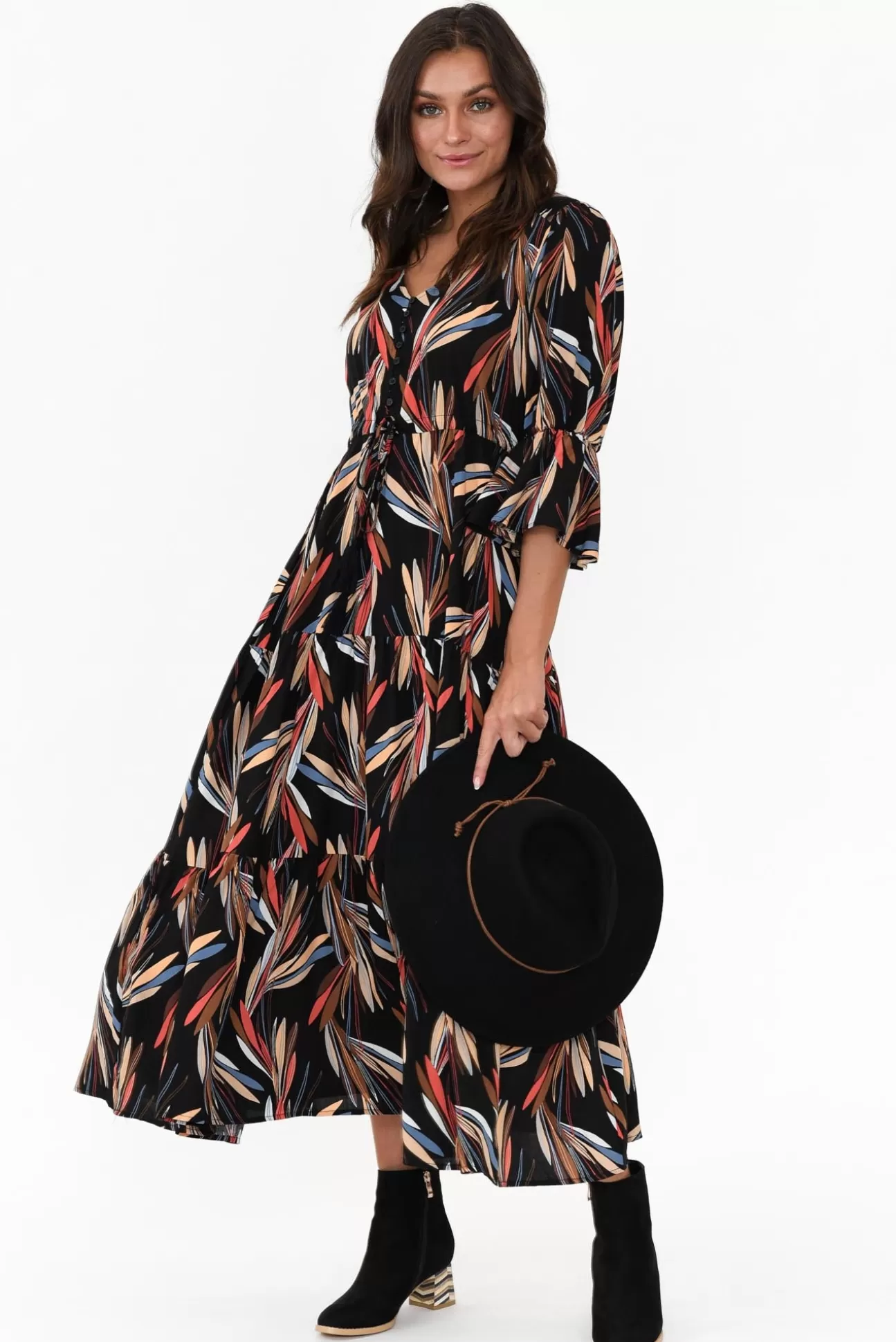 Willow Tree Howard Black Leaf Tassel Tie Dress Flash Sale