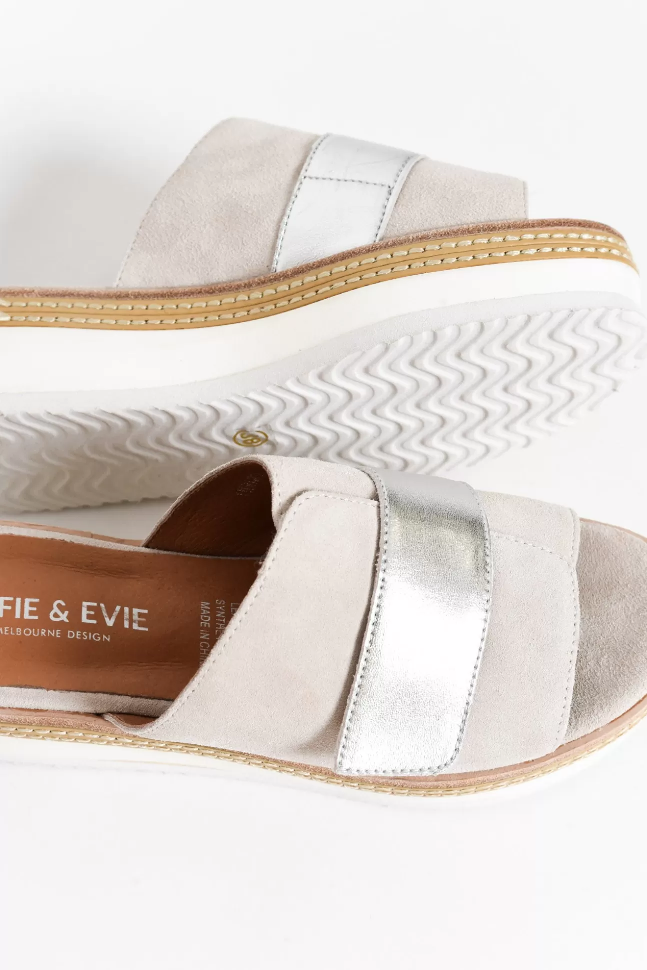 Alfie And Evie Inward Stone Suede Platform Slide Online