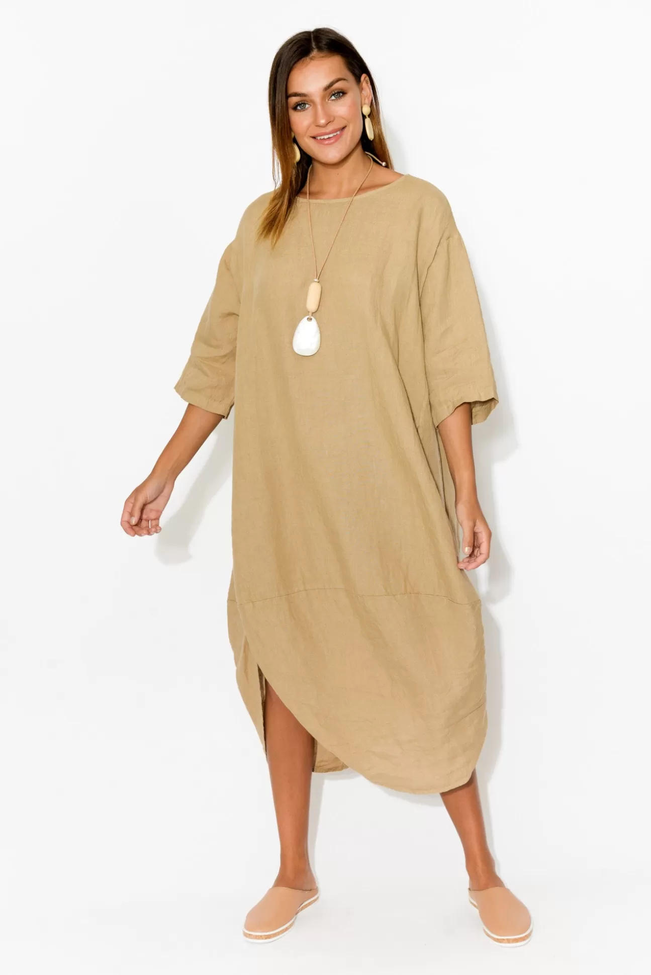 Montaigne Irina Caramel Linen Dress Sale