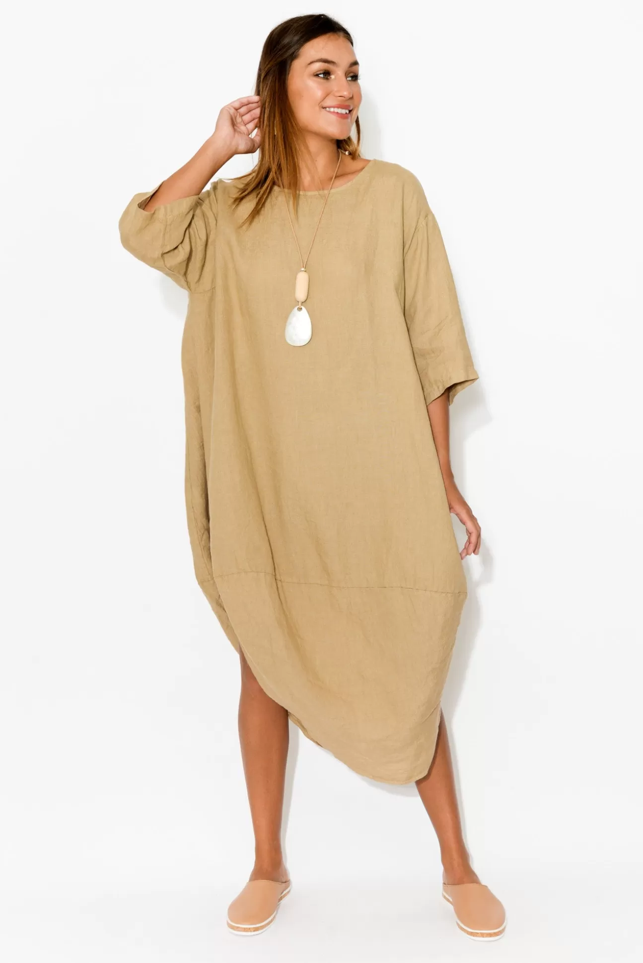 Montaigne Irina Caramel Linen Dress Sale