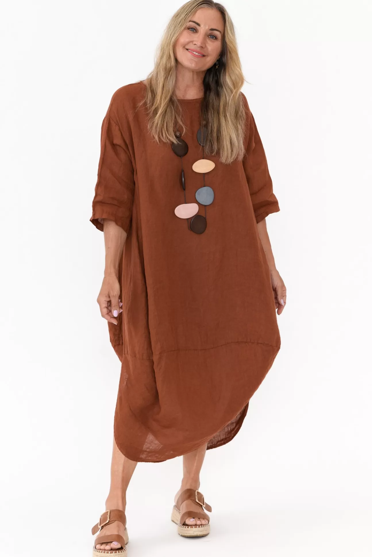 Montaigne Irina Rust Linen Dress Fashion