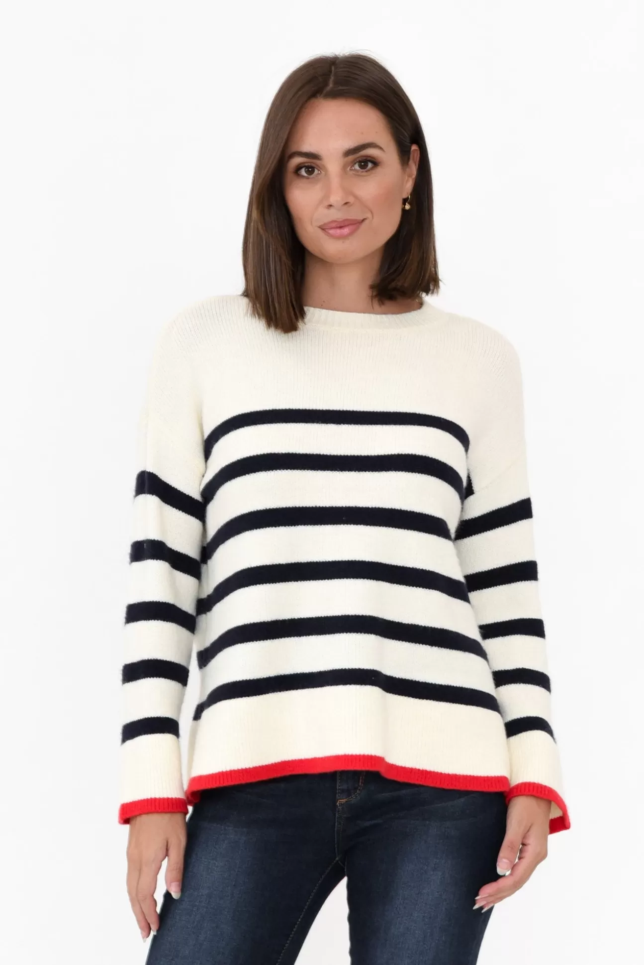 Betty Basics Isobel White Stripe Knit Jumper Online