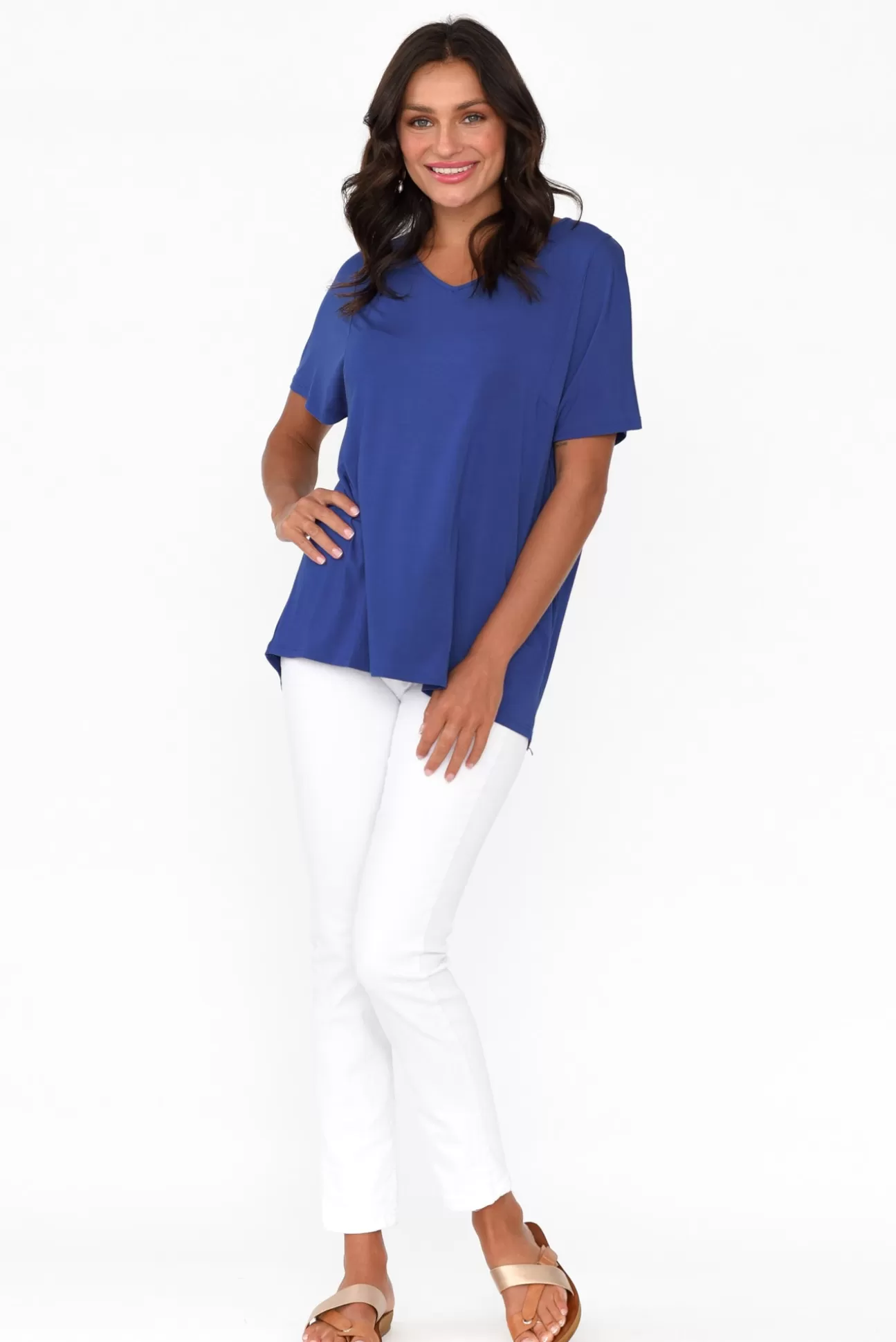 Tani Ivy Cobalt Micro Modal Swing Tee Best Sale