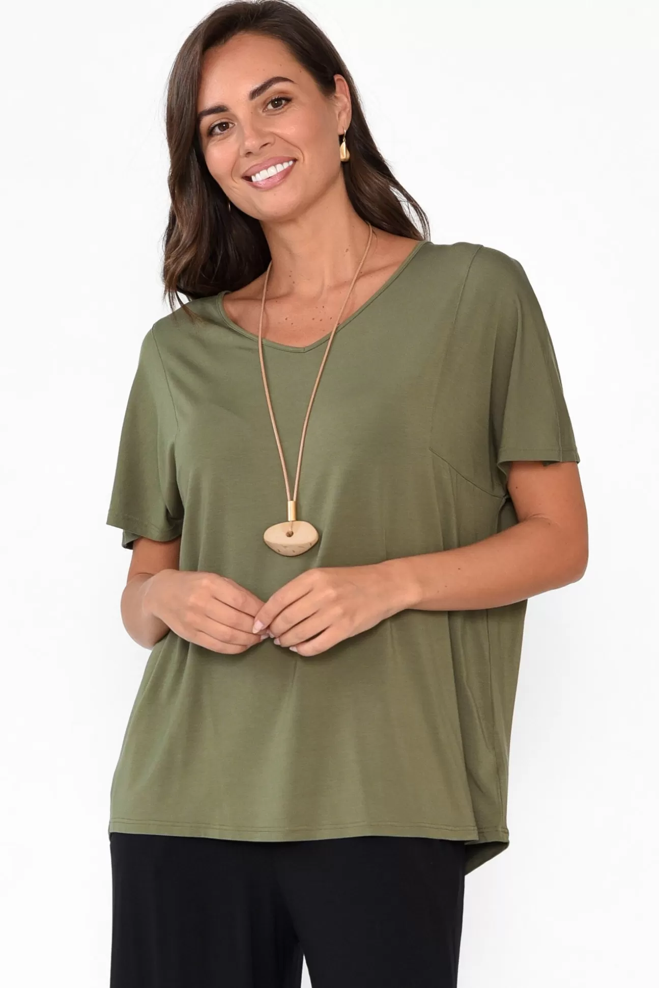 Tani Ivy Olive Micro Modal Swing Tee Cheap