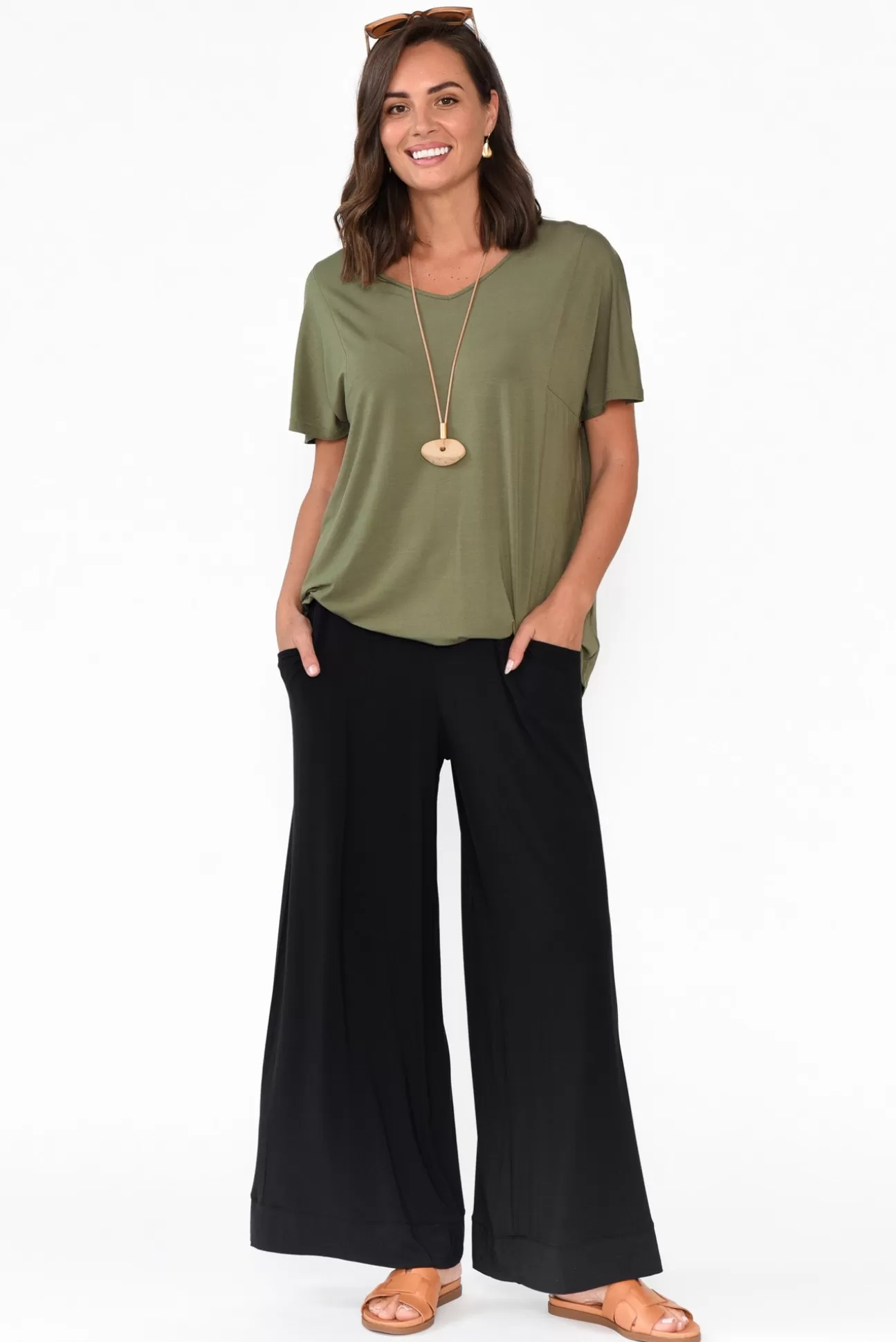 Tani Ivy Olive Micro Modal Swing Tee Cheap