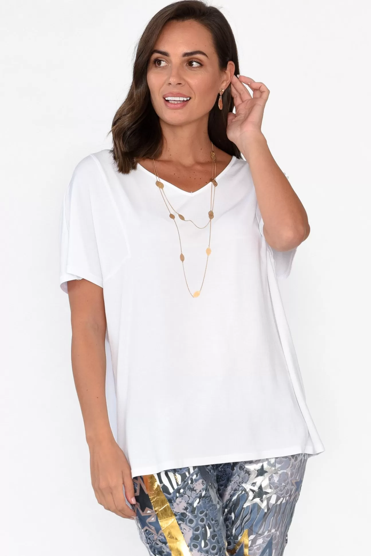 Tani Ivy White Micro Modal Swing Tee Sale