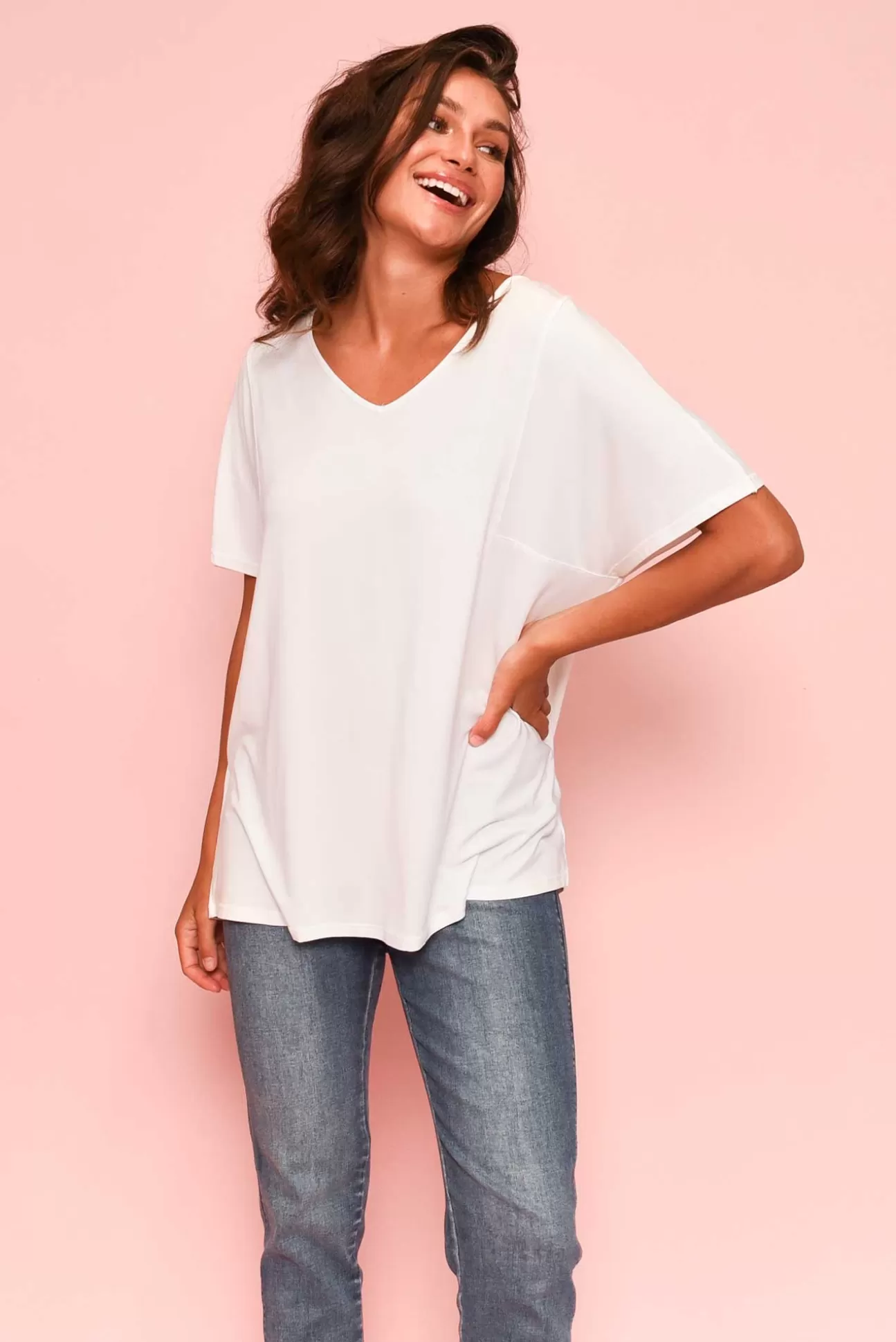 Tani Ivy White Micro Modal Swing Tee Sale