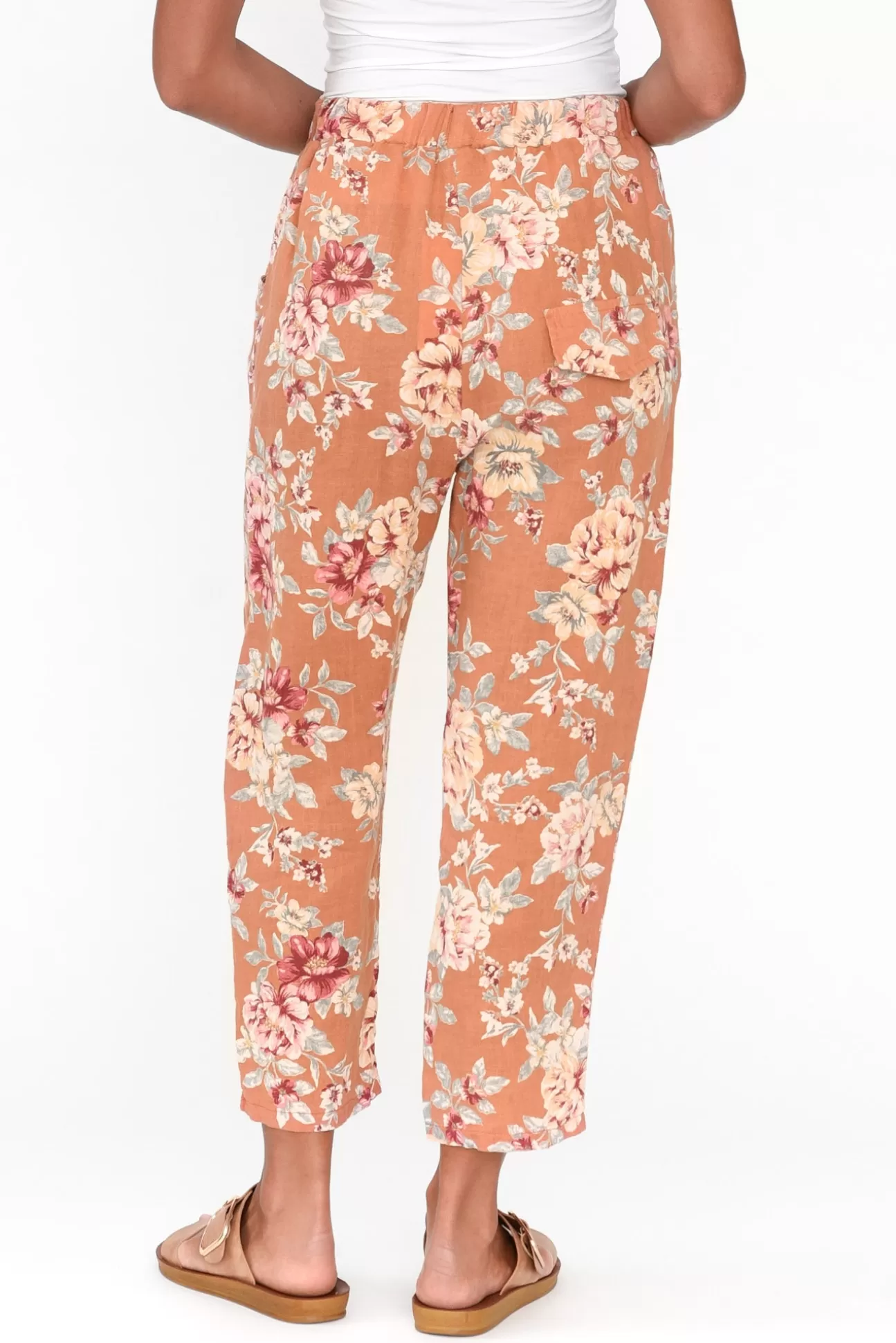 Cali and Co Jacqui Orange Blossom Linen Pants Clearance