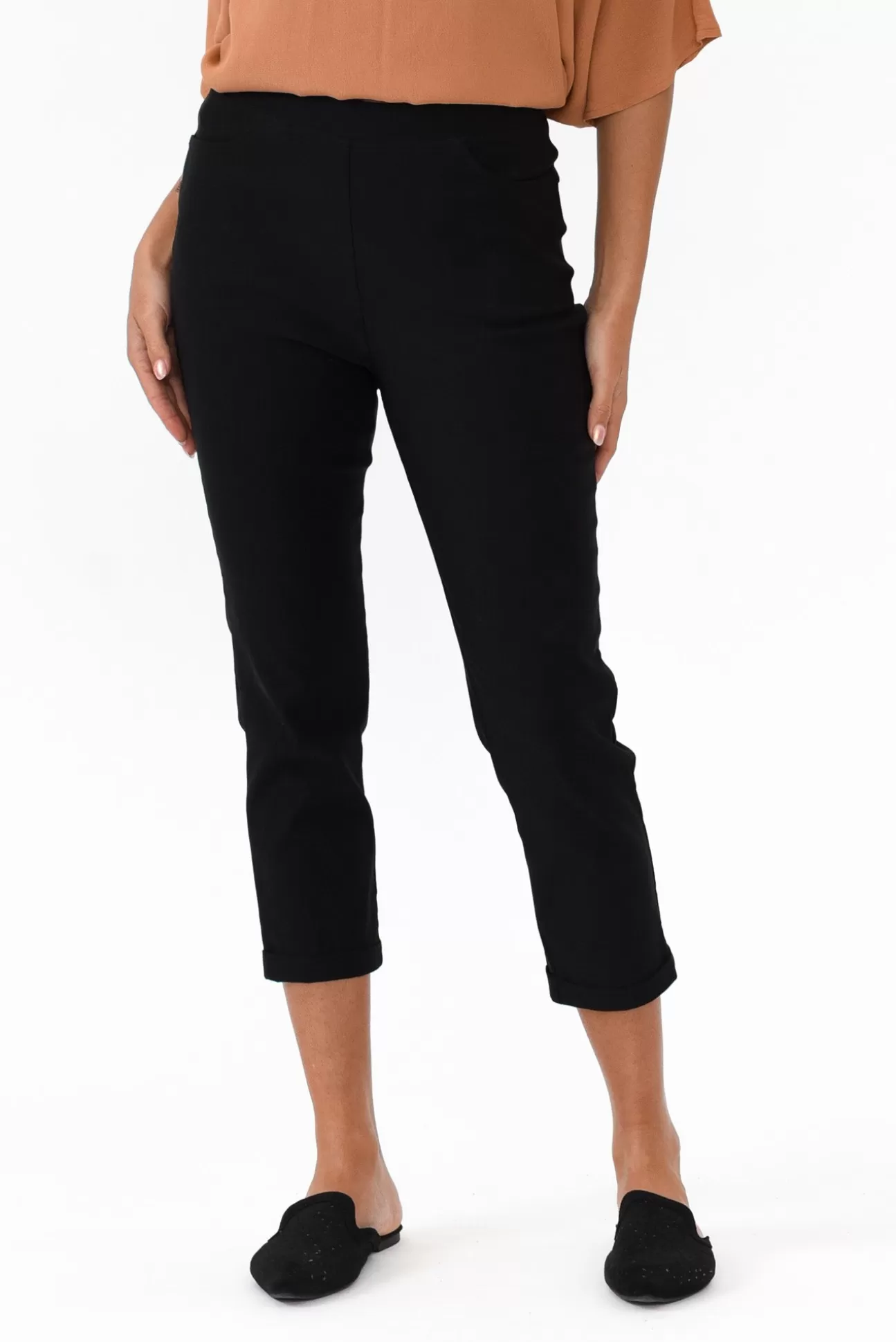 Willow Tree Jensen Black Cotton Stretch Pant Cheap