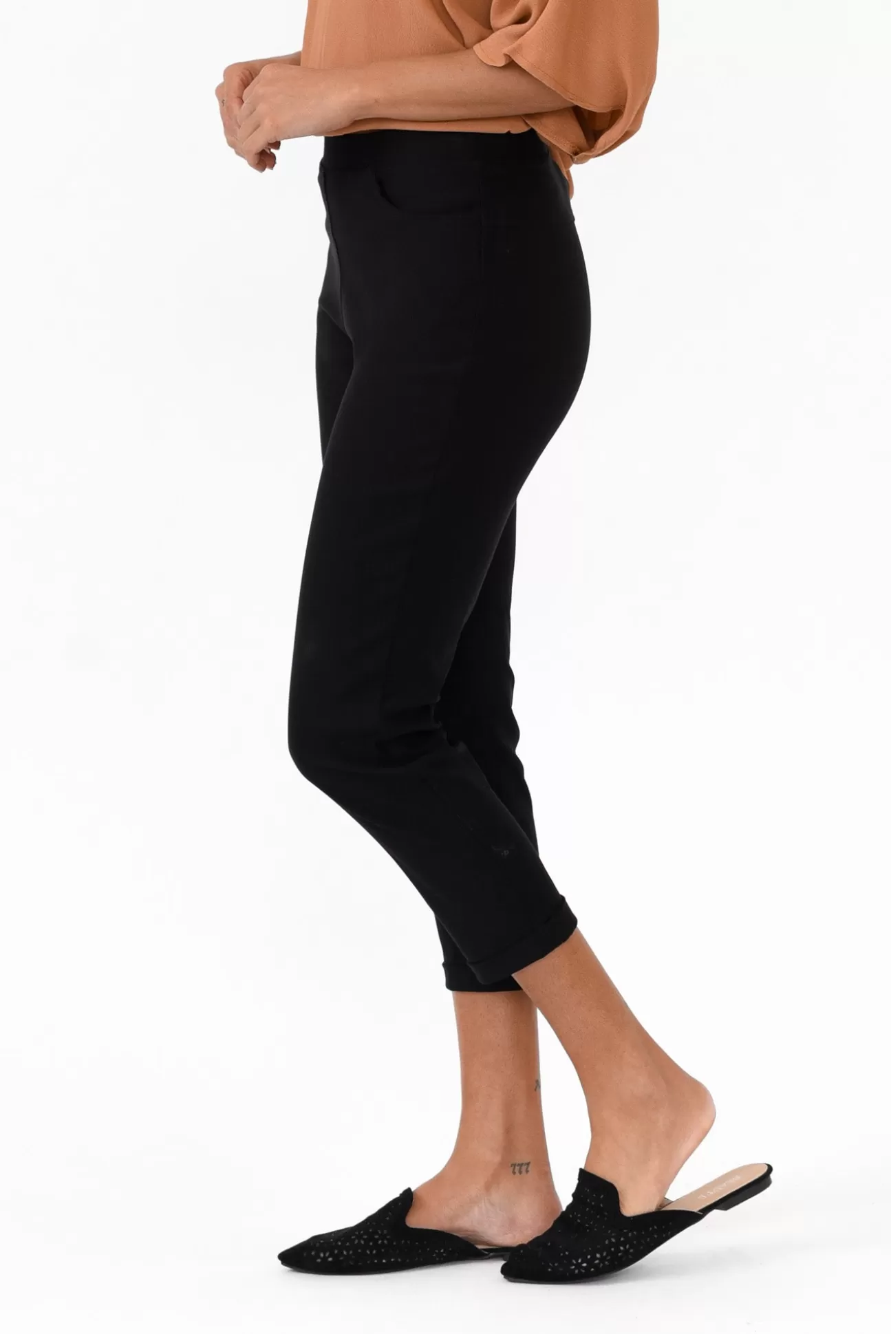 Willow Tree Jensen Black Cotton Stretch Pant Cheap