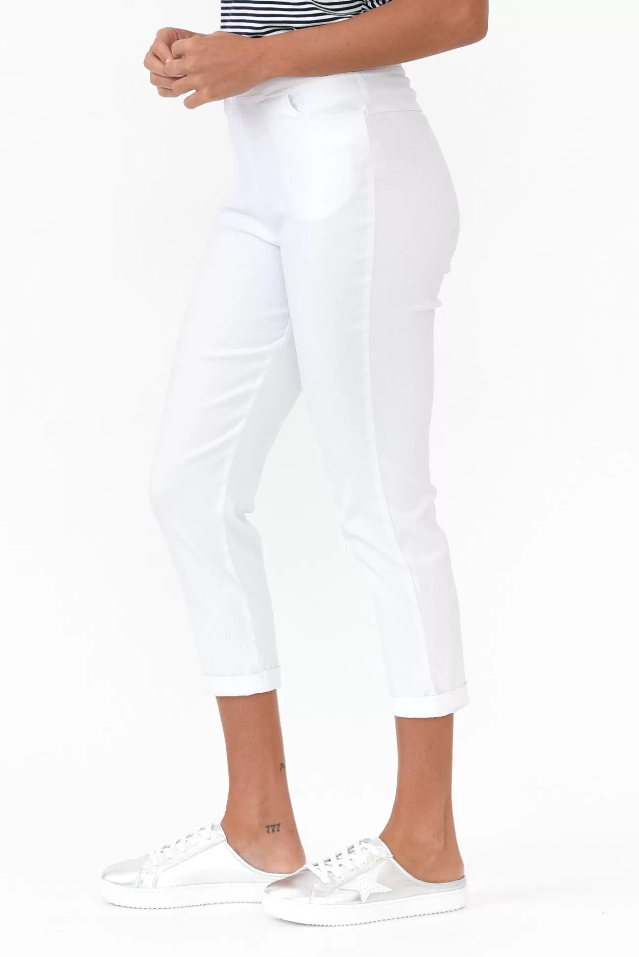 Willow Tree Jensen White Cotton Stretch Pant Store