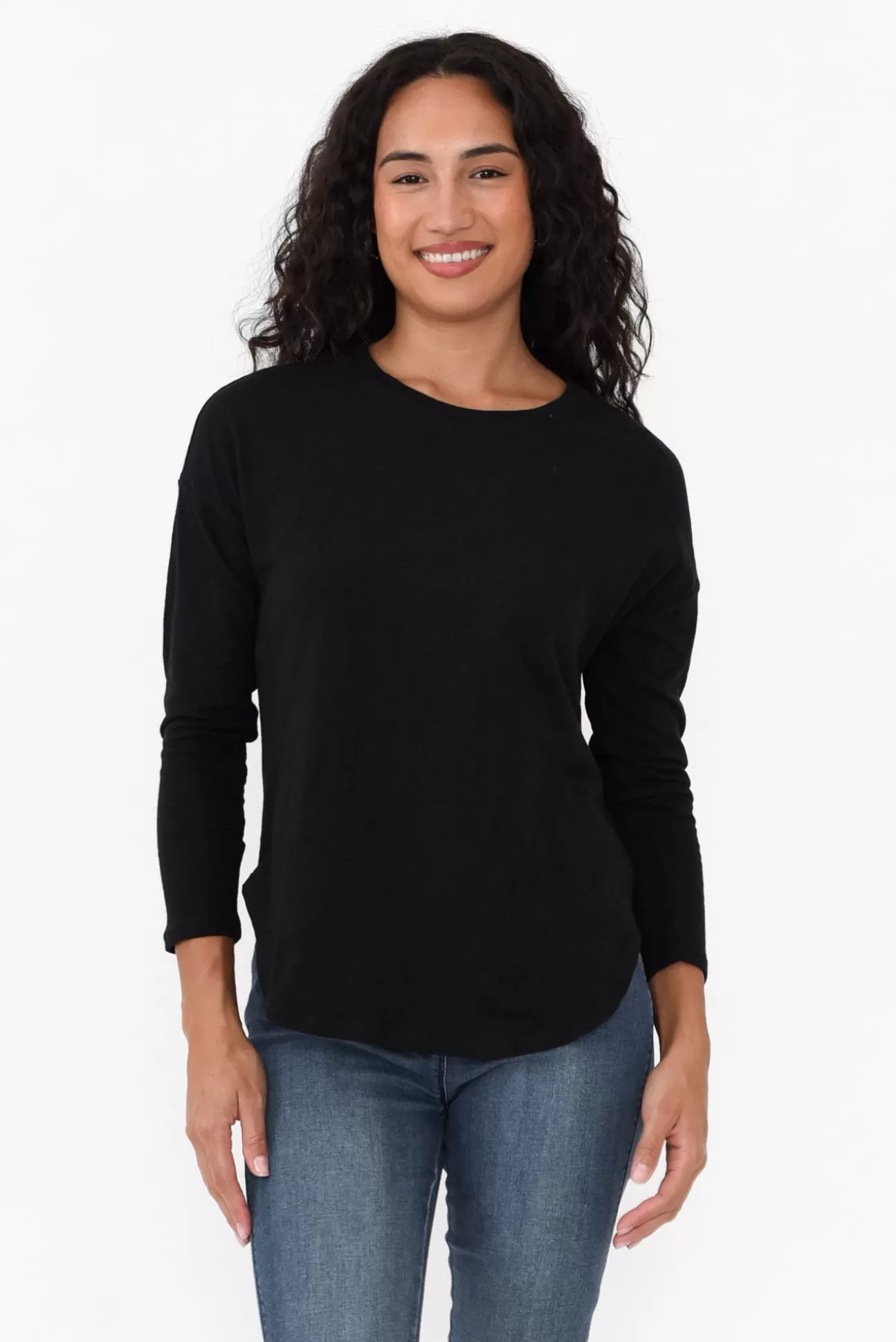 Betty Basics Jessie Black Cotton Hi Lo Top Flash Sale