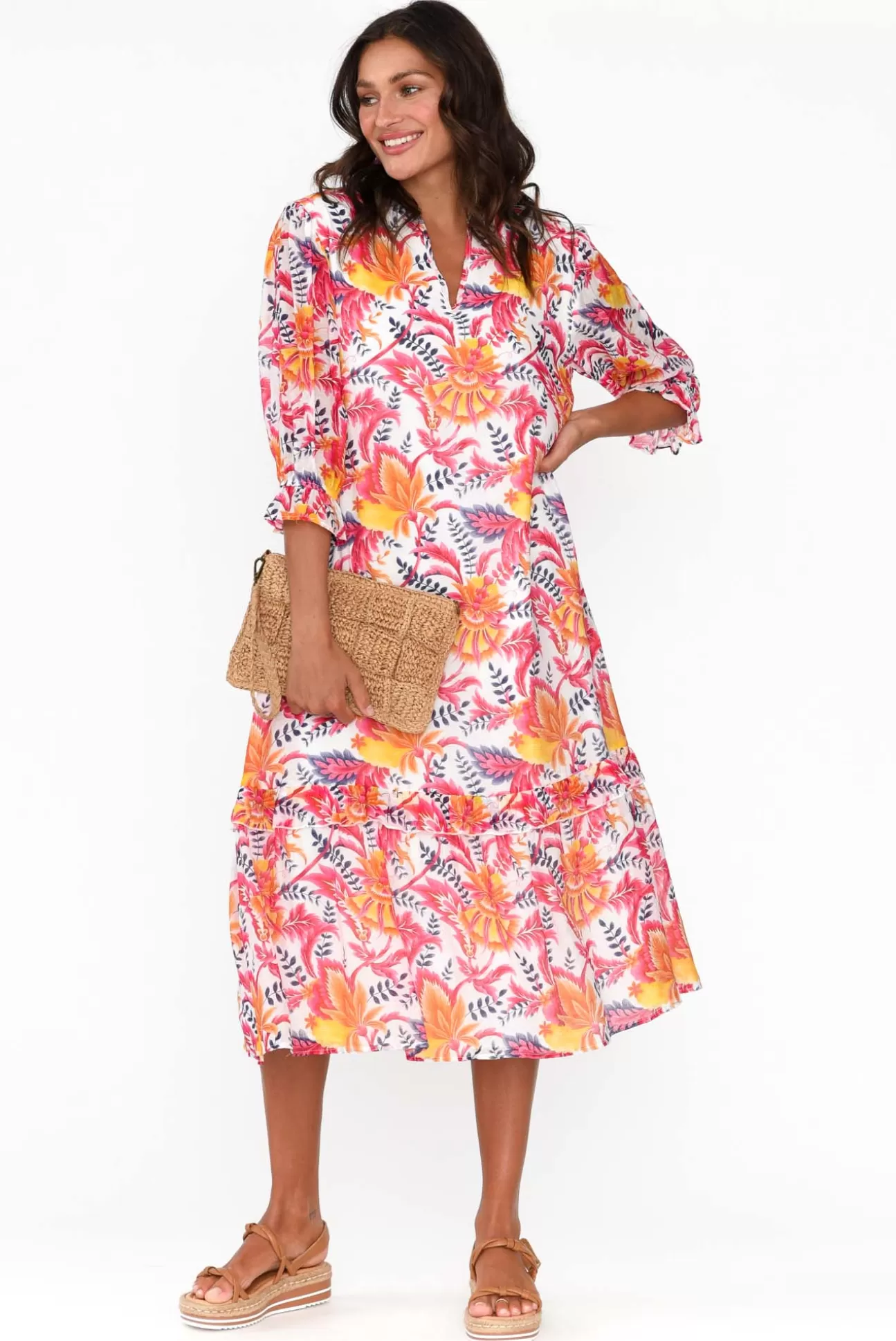 Liberty Rose Jetta Pink Botanical Shirt Dress Shop