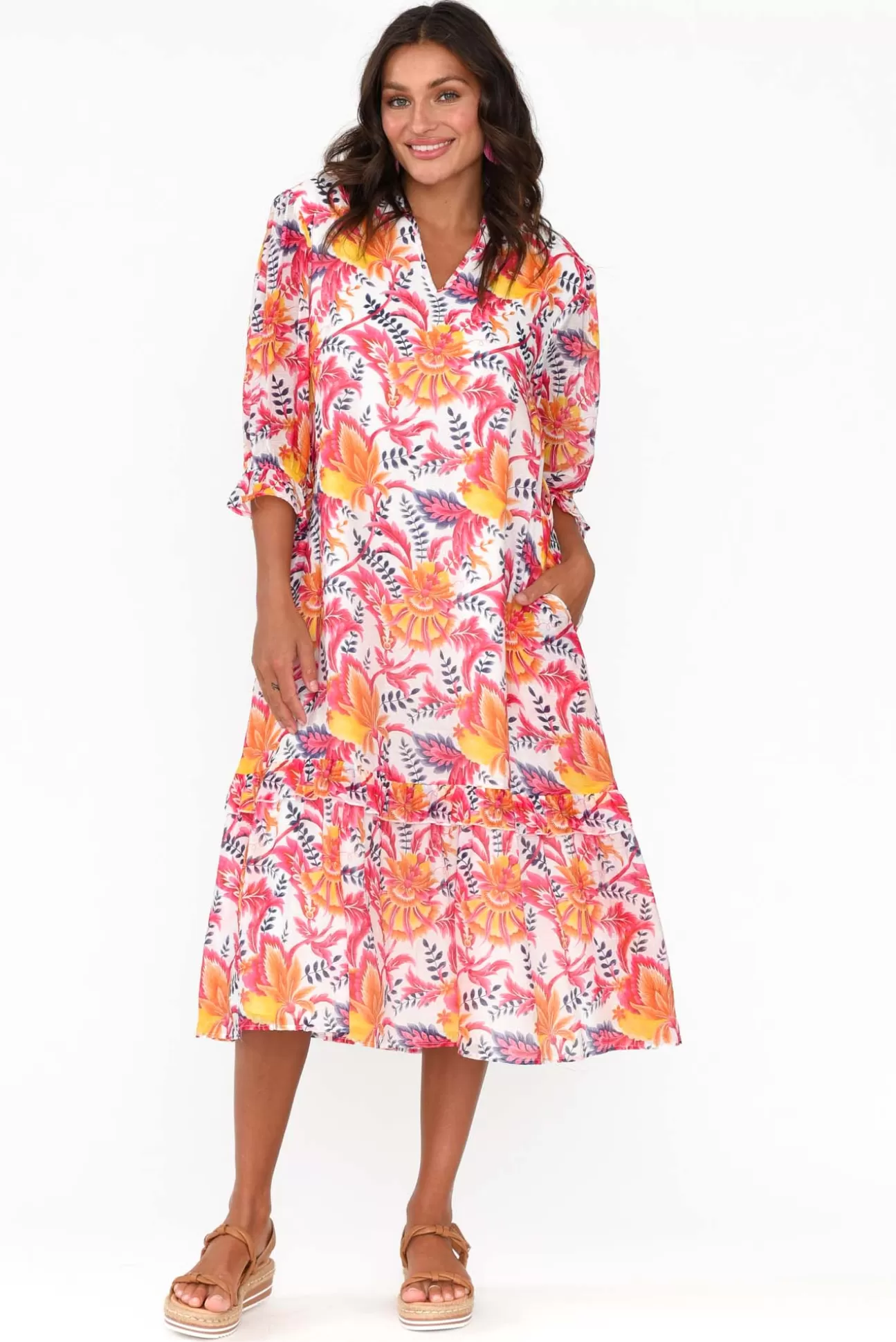 Liberty Rose Jetta Pink Botanical Shirt Dress Shop