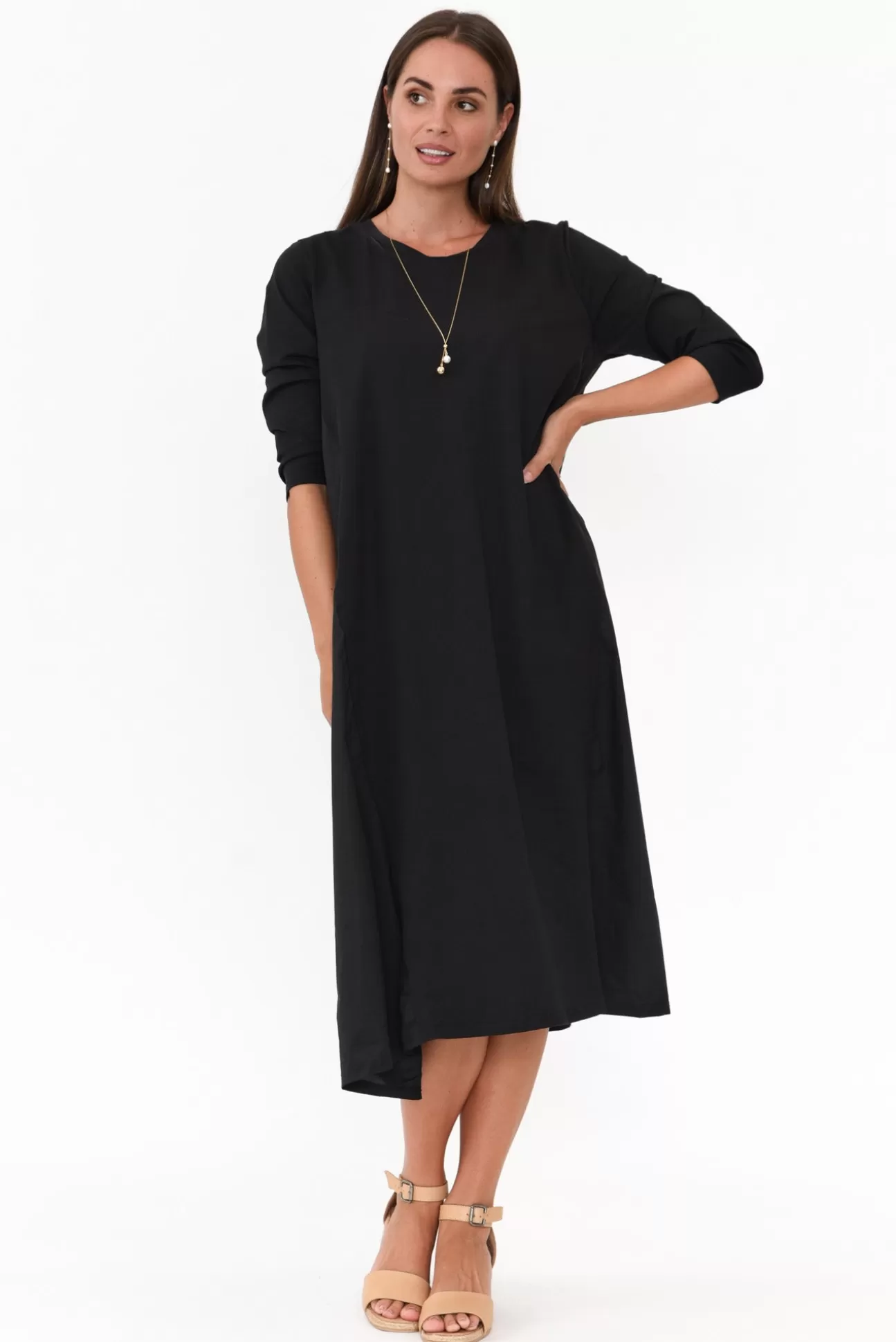 Tirelli Jody Black Cotton Panel Dress Flash Sale