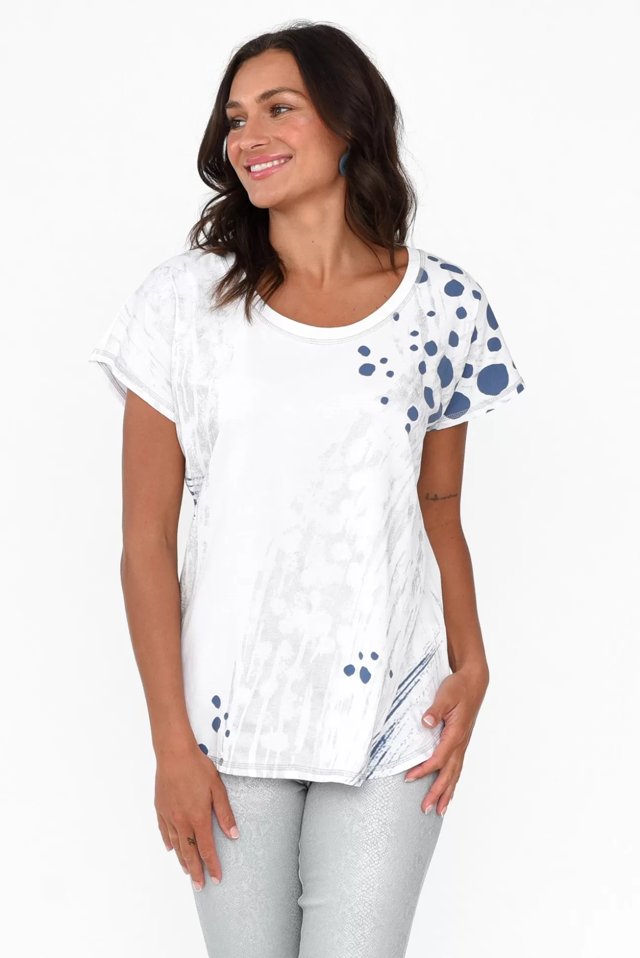 Cafe Latte Joetta Blue Animal Cotton Foil Top Cheap