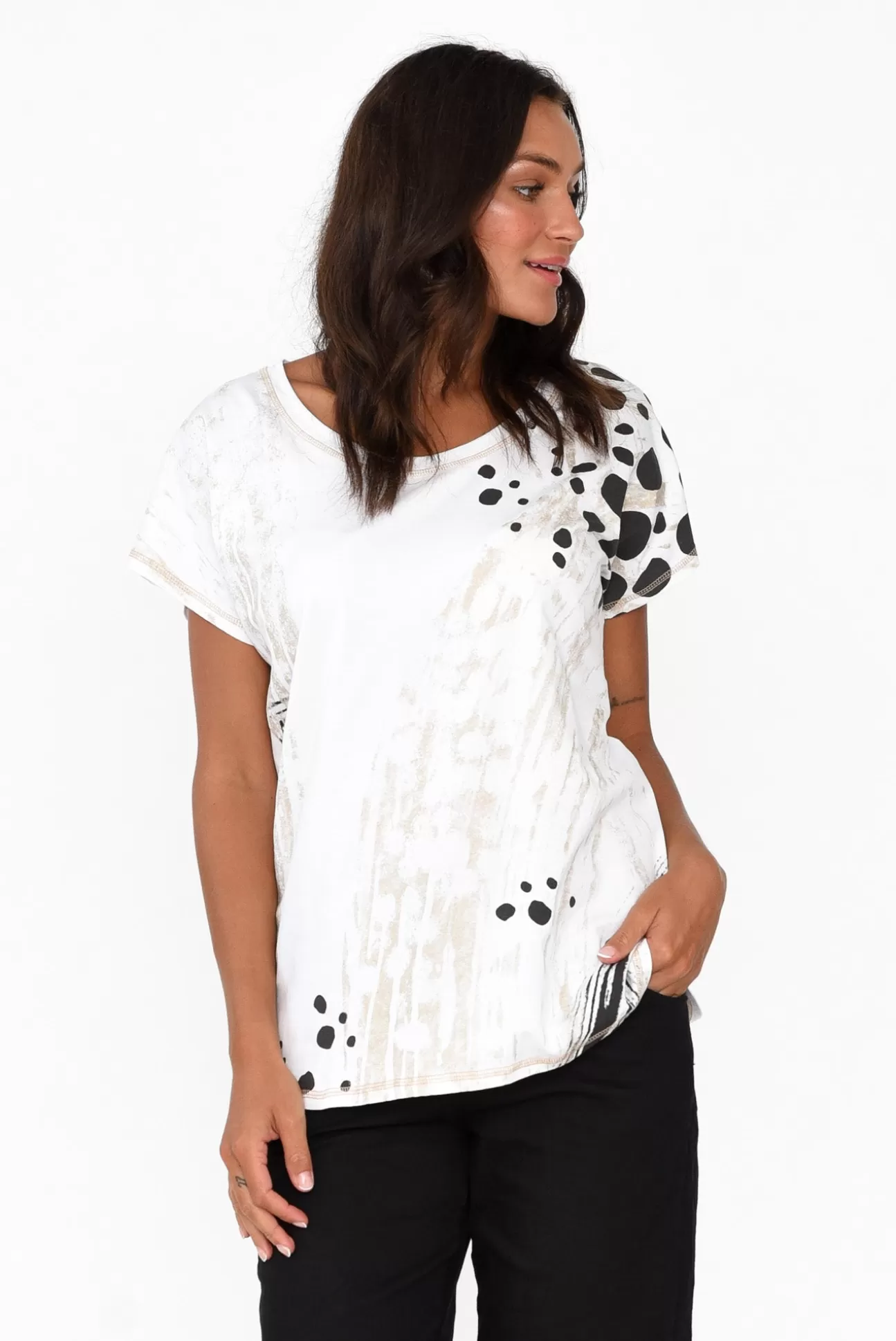 Cafe Latte Joetta Gold Animal Cotton Foil Top Discount