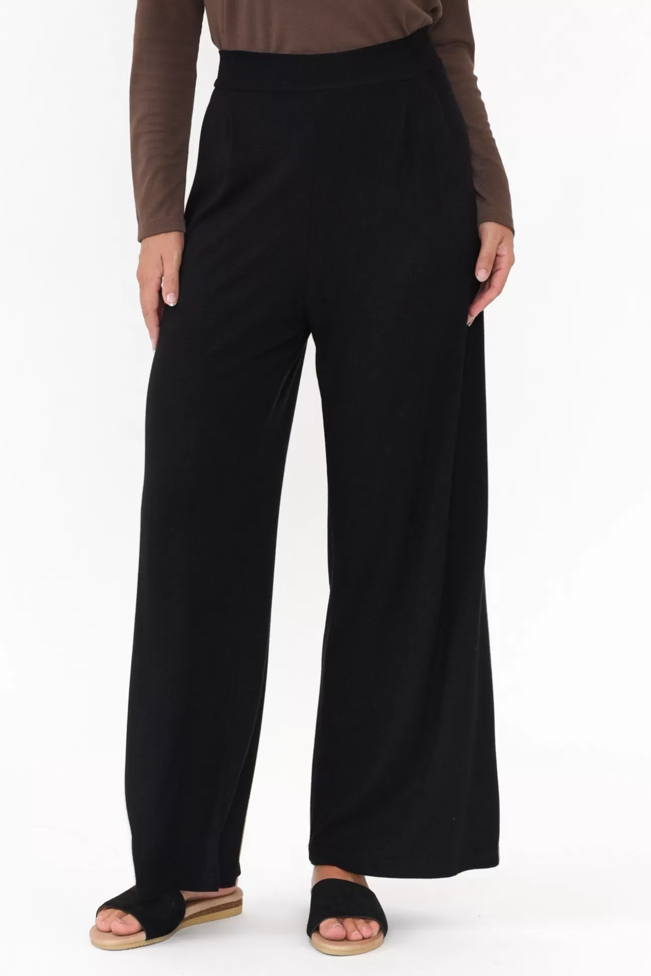 Lou Lou Joplin Black Bamboo Wide Leg Pant Best