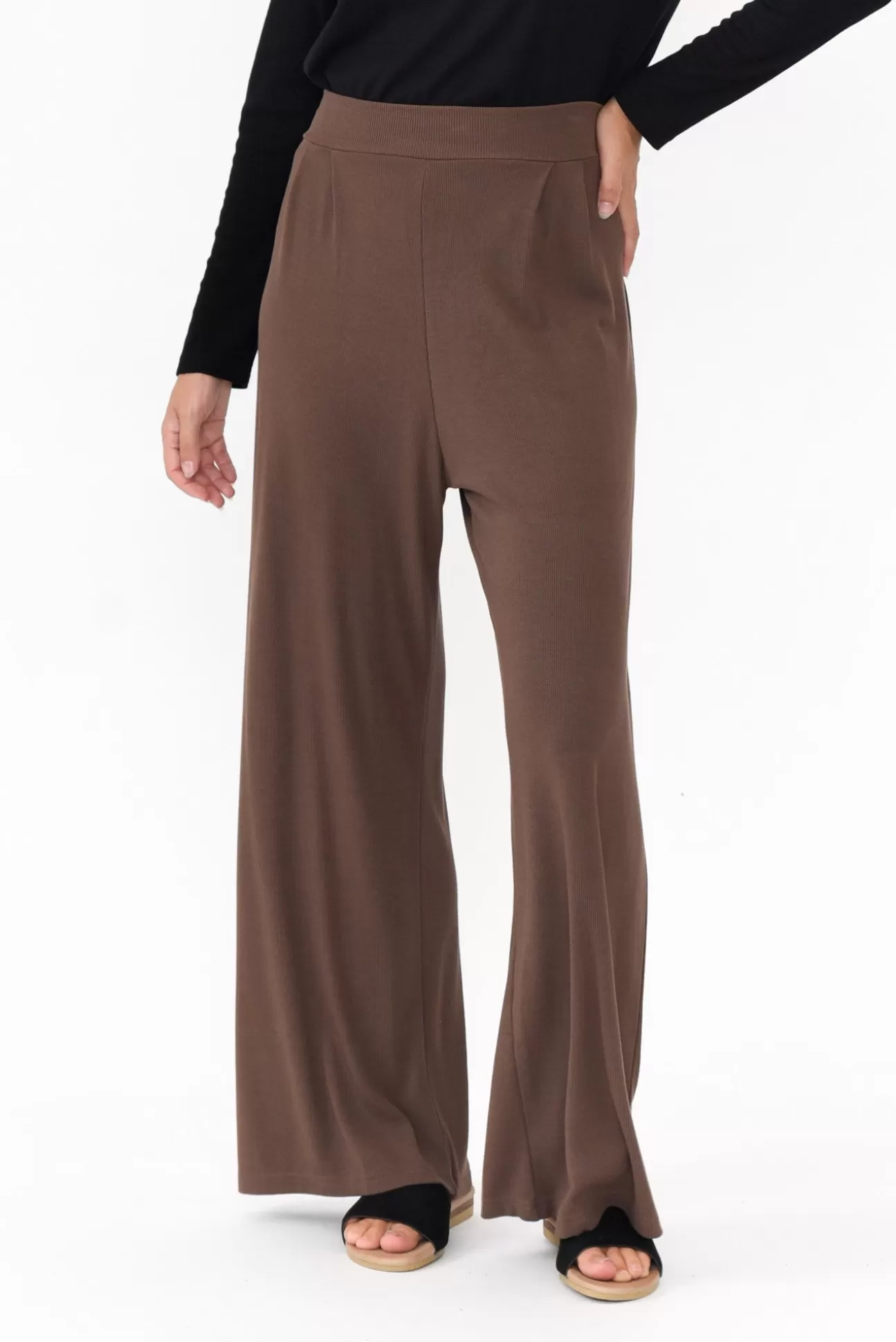 Lou Lou Joplin Chocolate Bamboo Wide Leg Pant New