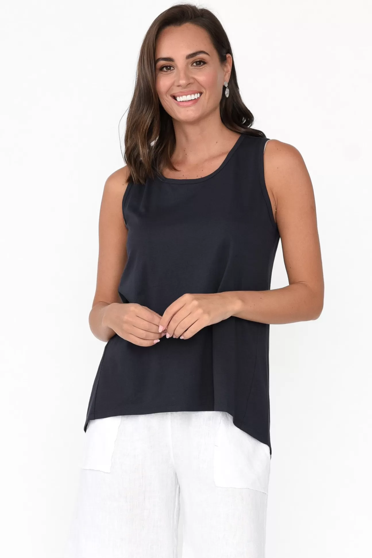 Betty Basics Josie Charcoal Cotton Tank Flash Sale