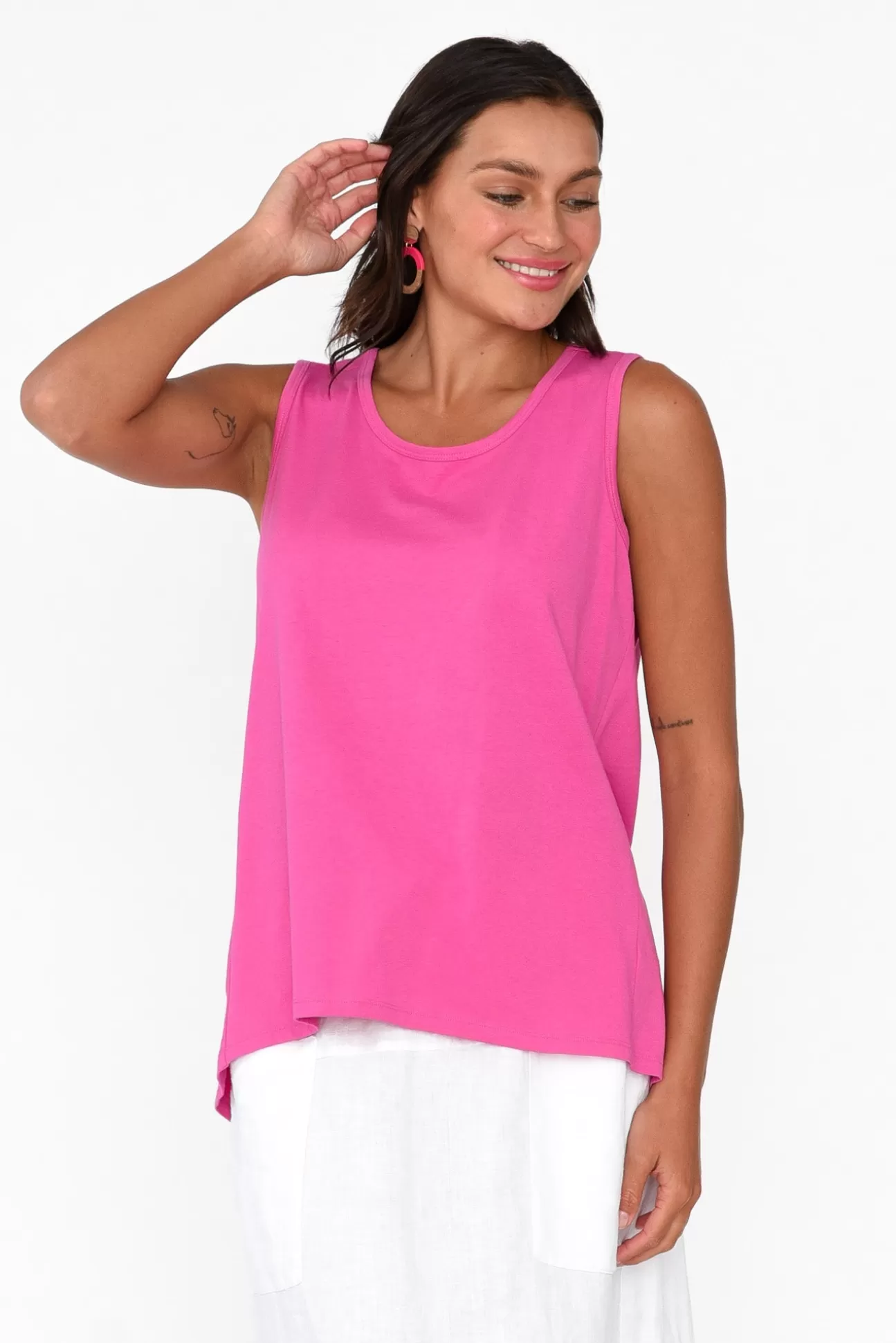 Betty Basics Josie Hot Pink Cotton Tank Store