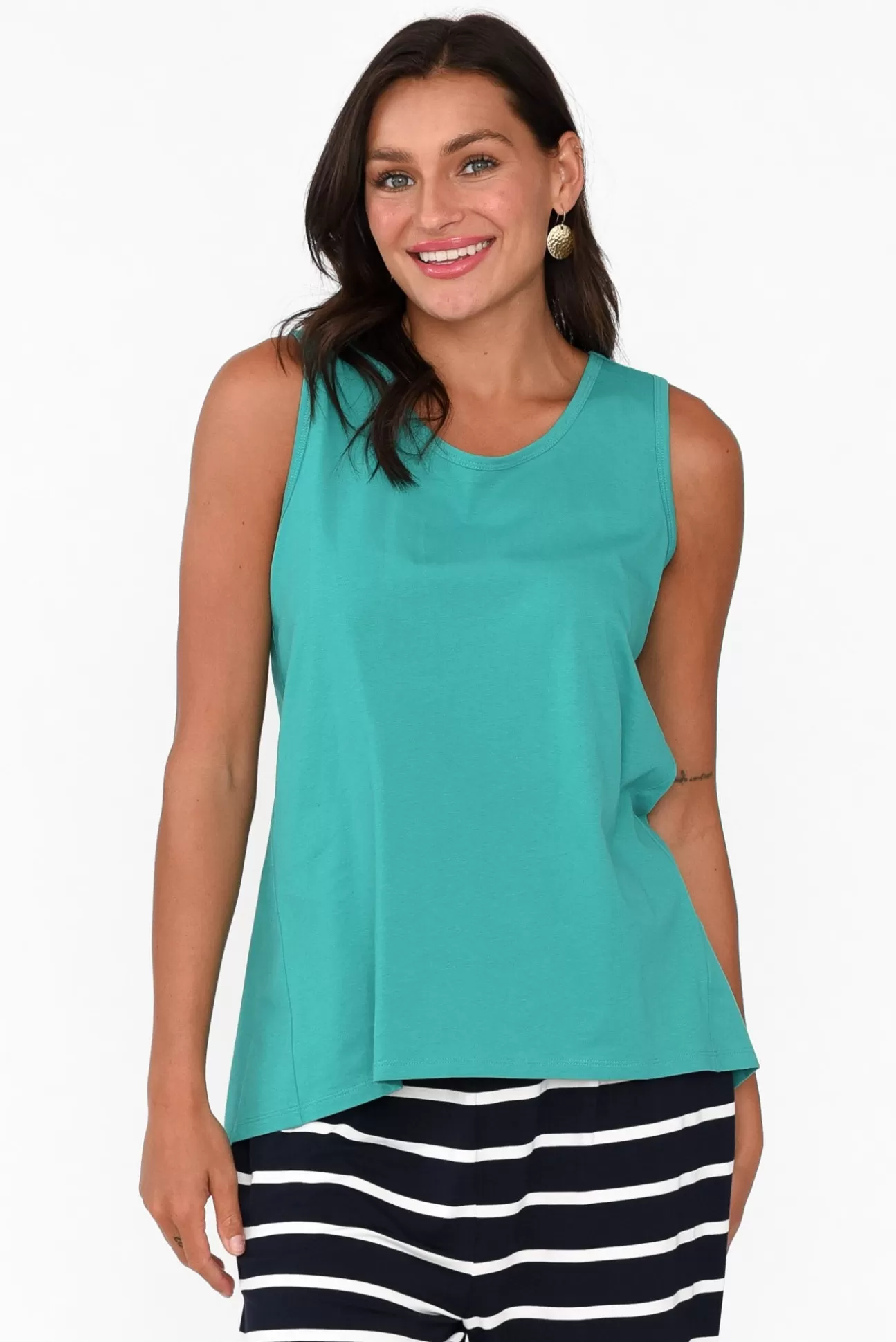 Betty Basics Josie Jade Green Cotton Tank Store