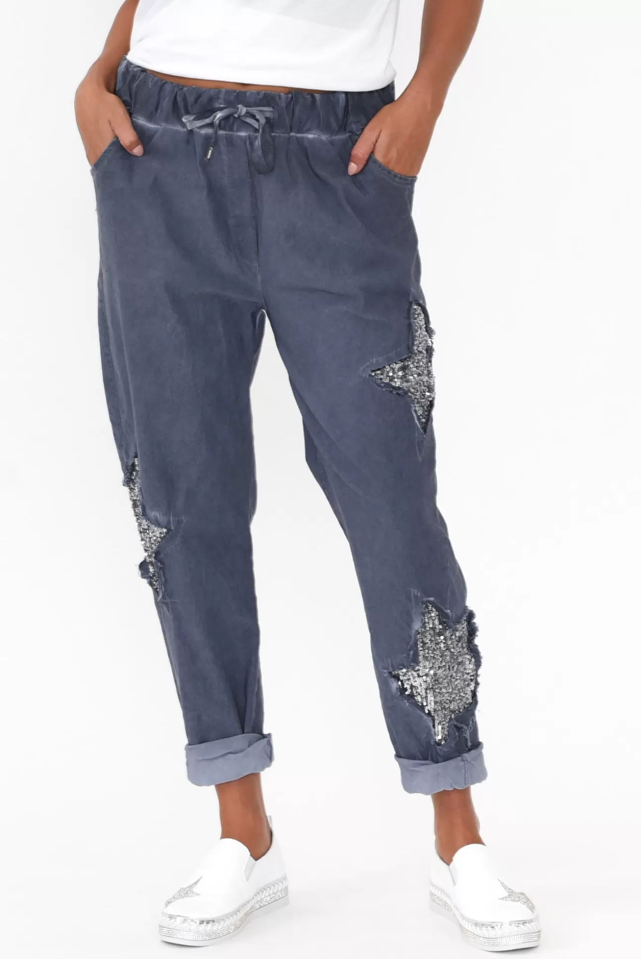 Donna Donna Juanita Blue Star Stretch Pant Best Sale