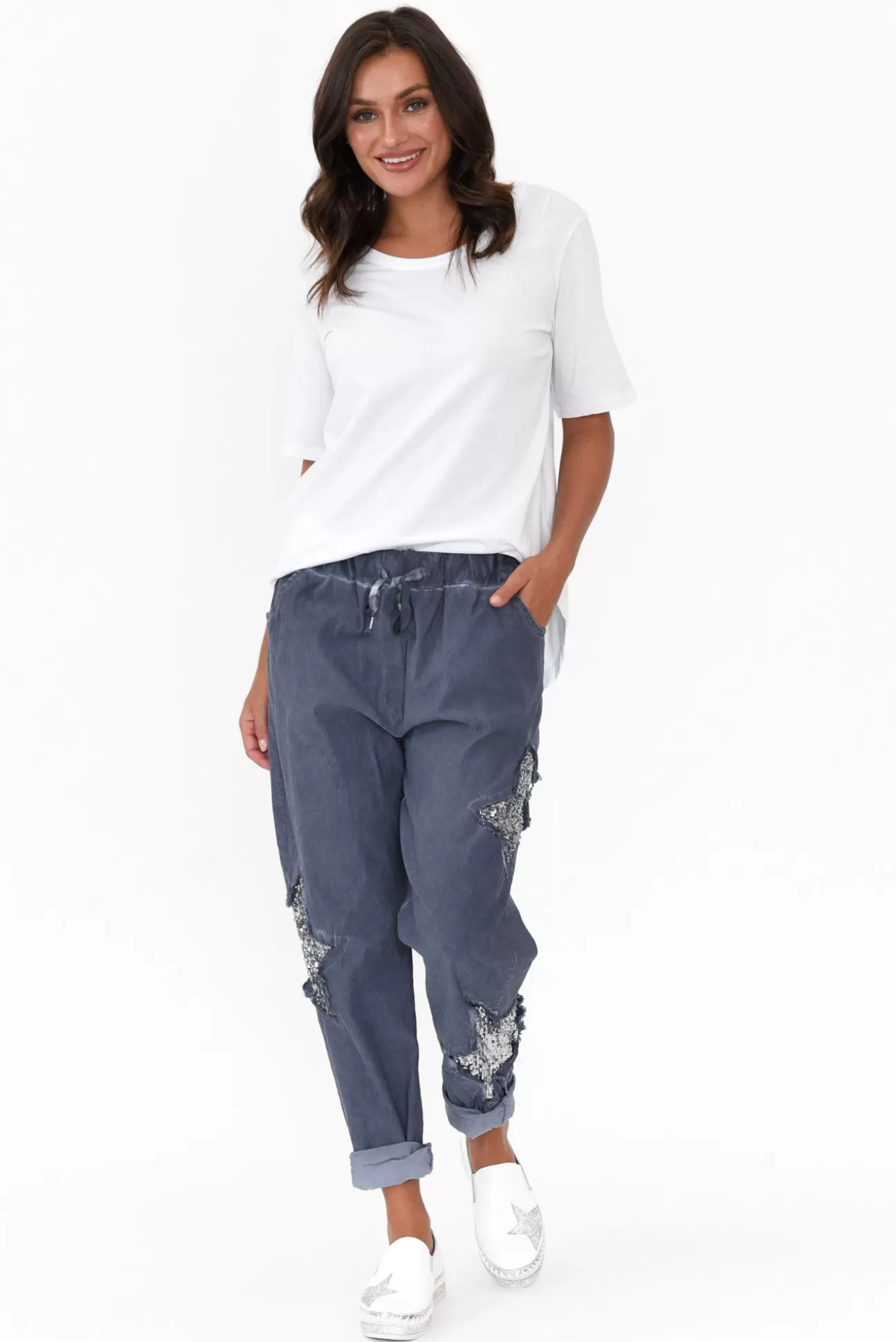 Donna Donna Juanita Blue Star Stretch Pant Best Sale