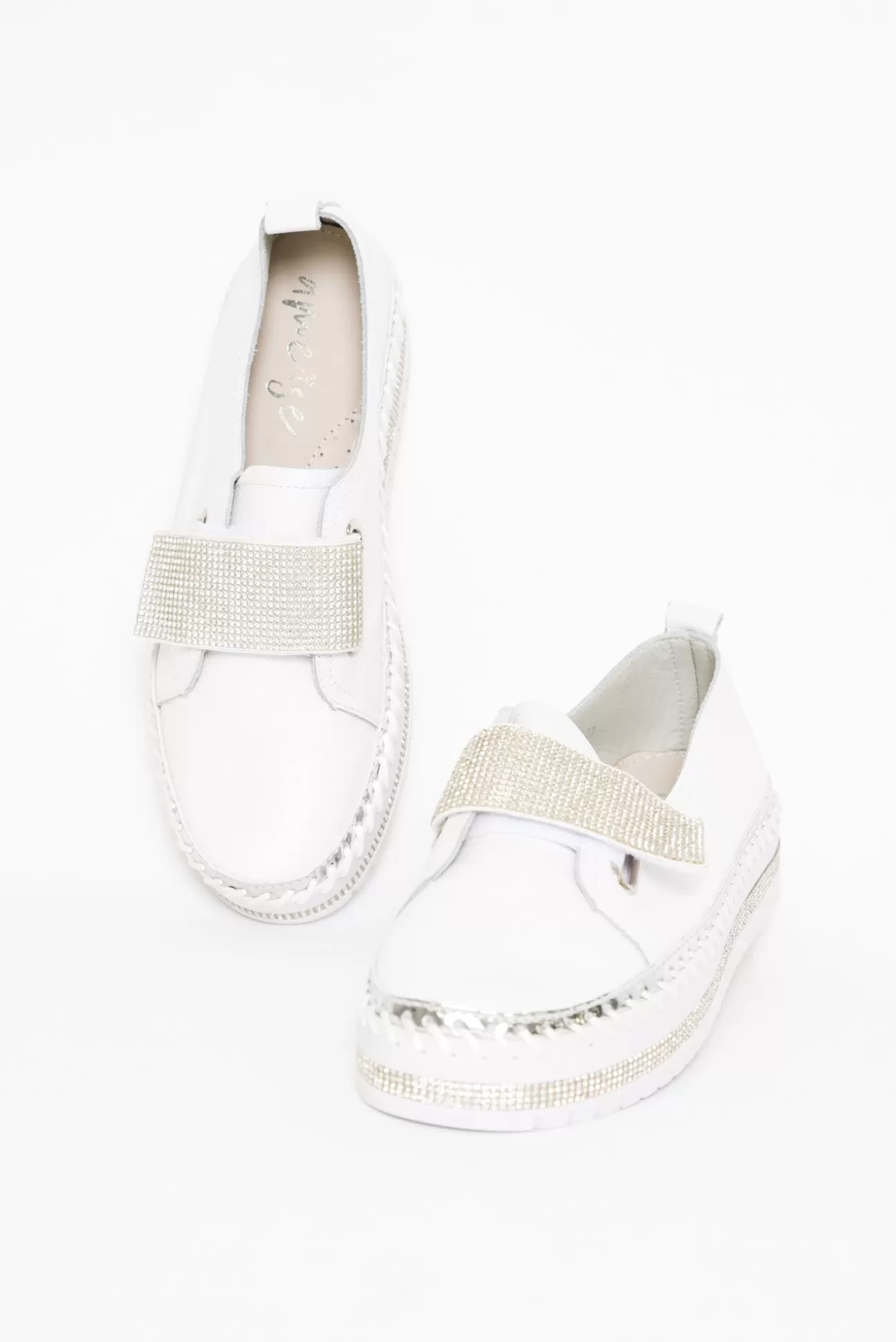 Ameise Jubilee White Leather Diamante Sneaker Sale