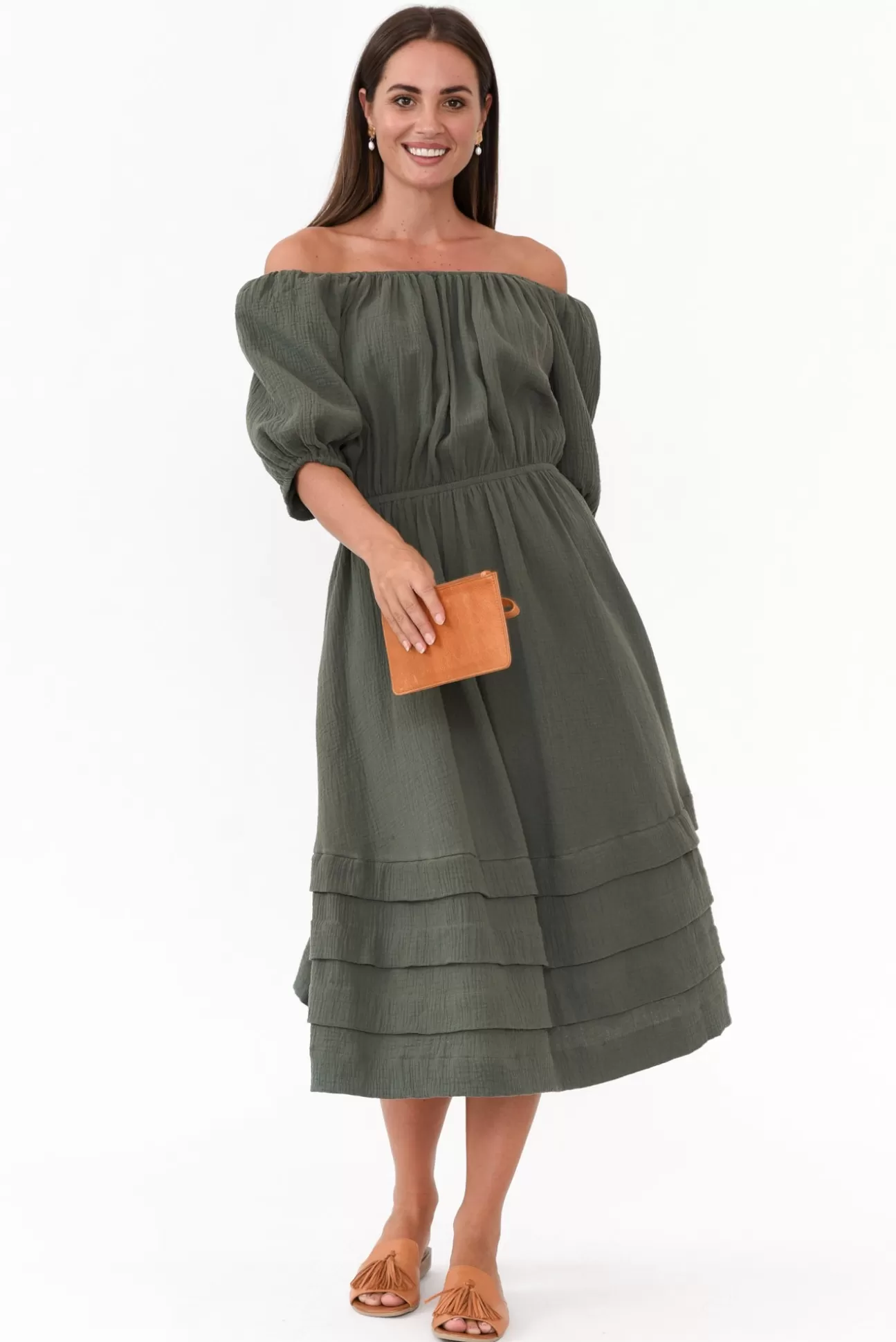 PQ Juliette Dark Green Cotton Dress Cheap