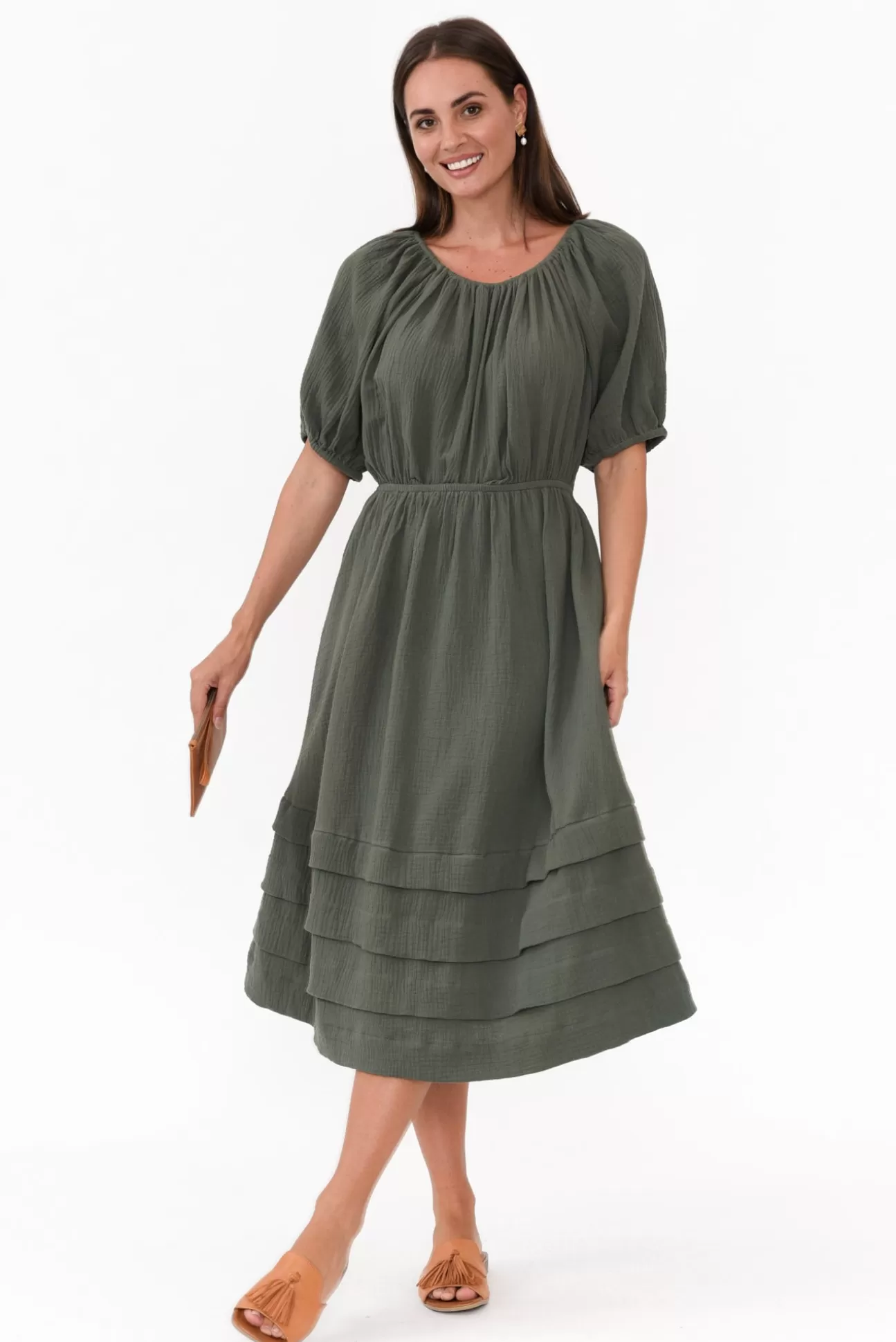 PQ Juliette Dark Green Cotton Dress Cheap