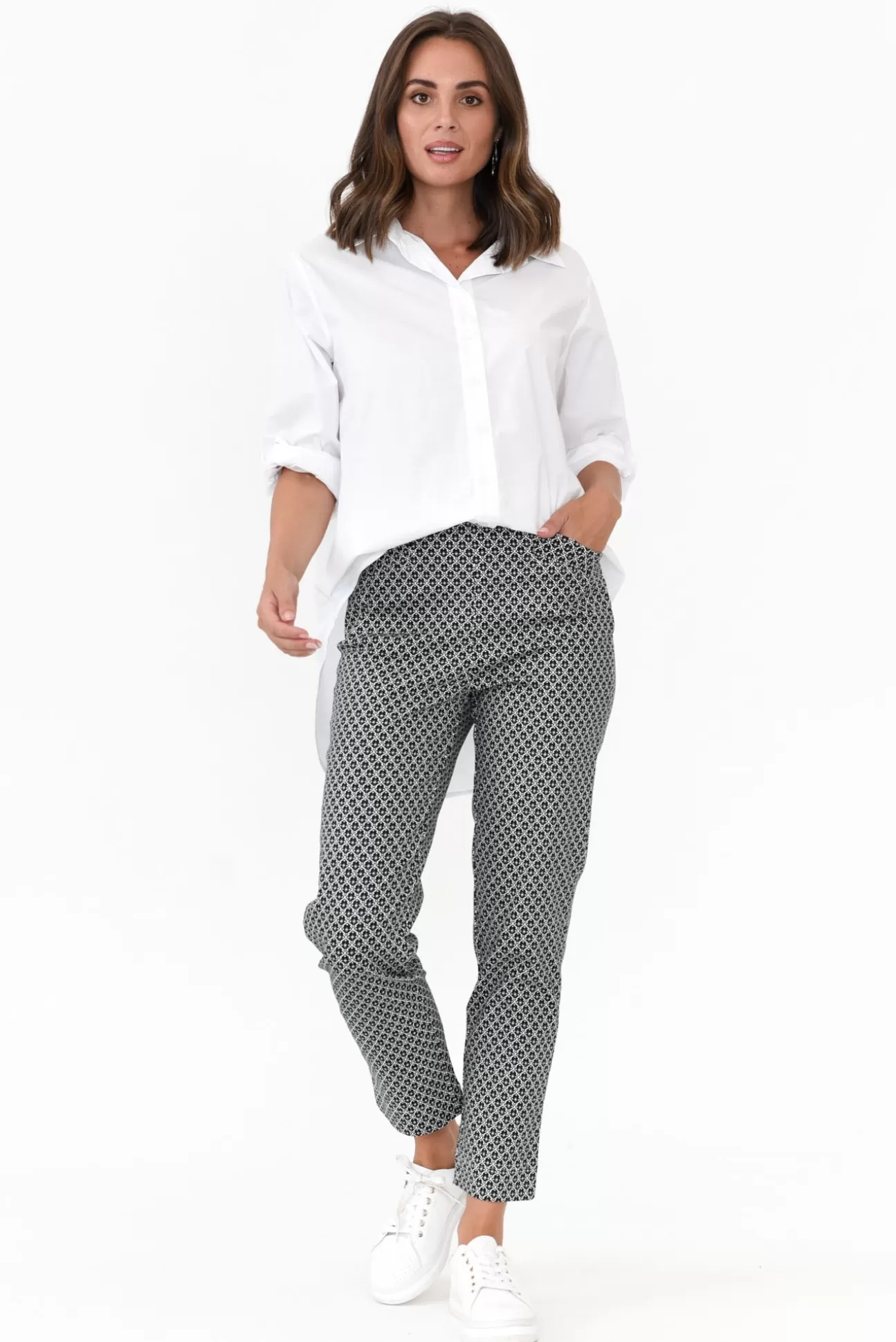 Gordon Smith June Black Geo Cotton Stretch Pant Best