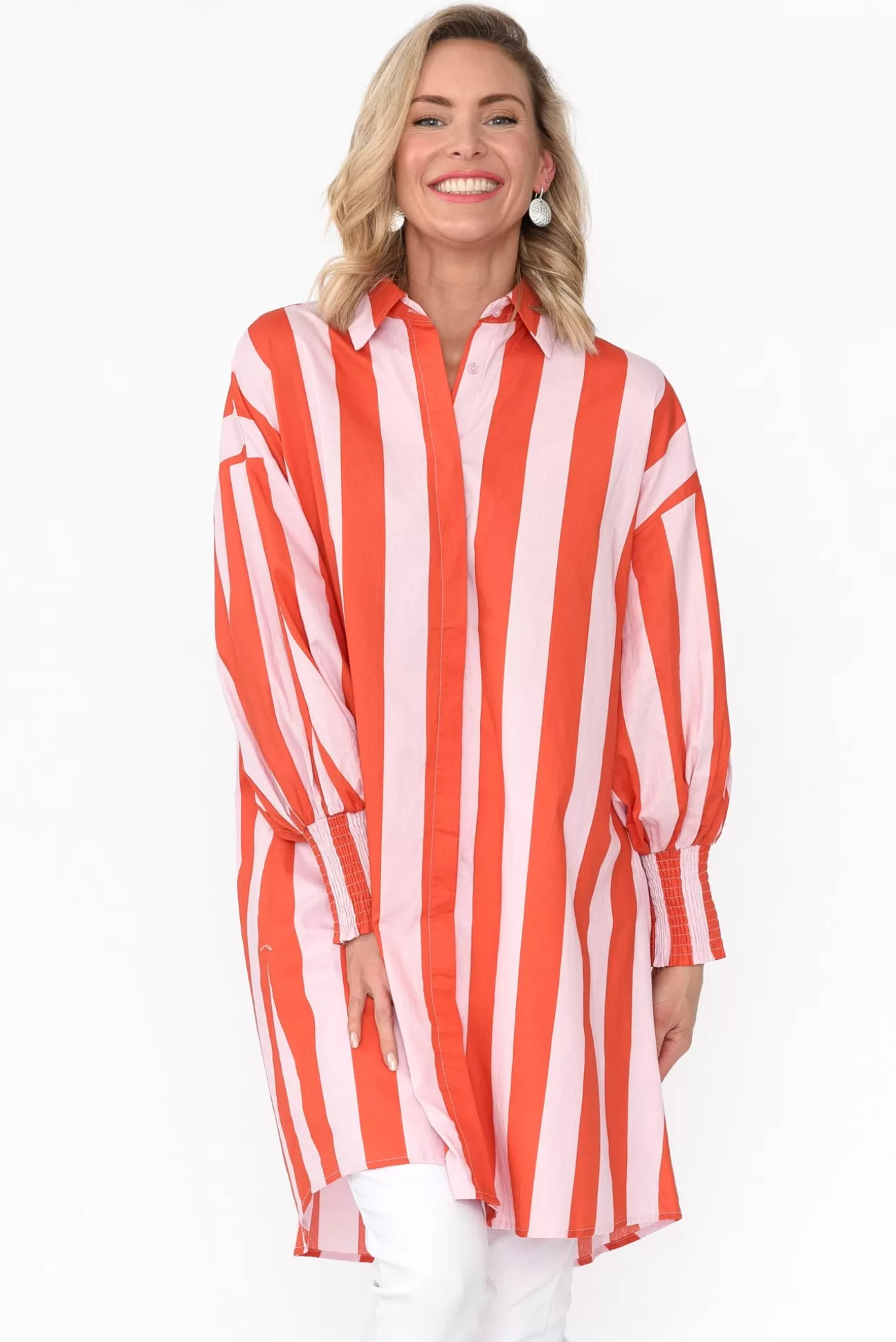 Label Of Love Kalani Pink Stripe Cotton Tunic Discount