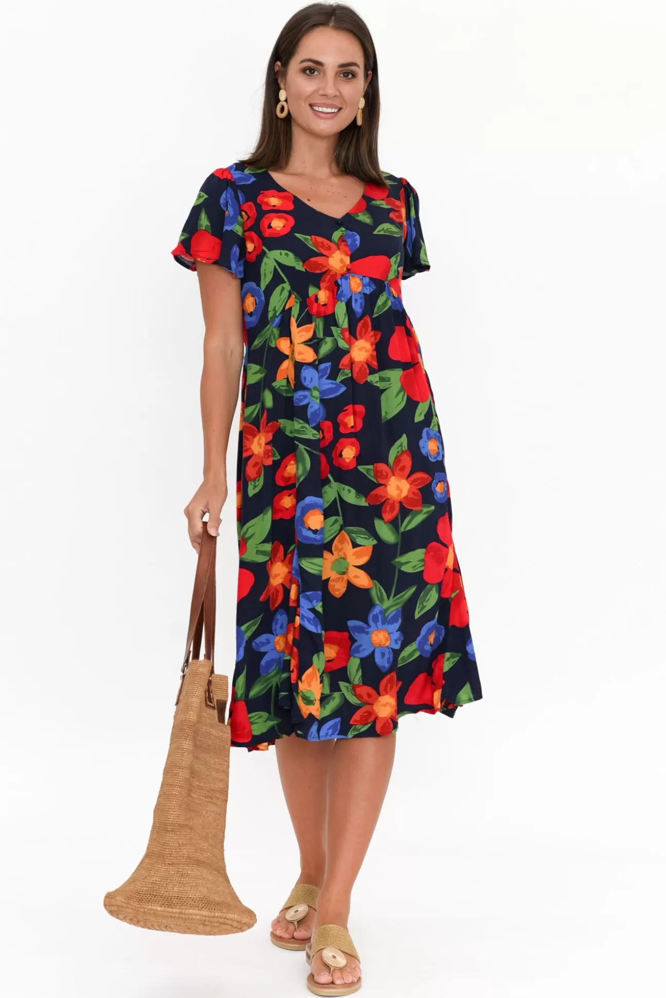 Hourglass Kalena Navy Flower Dress Best Sale