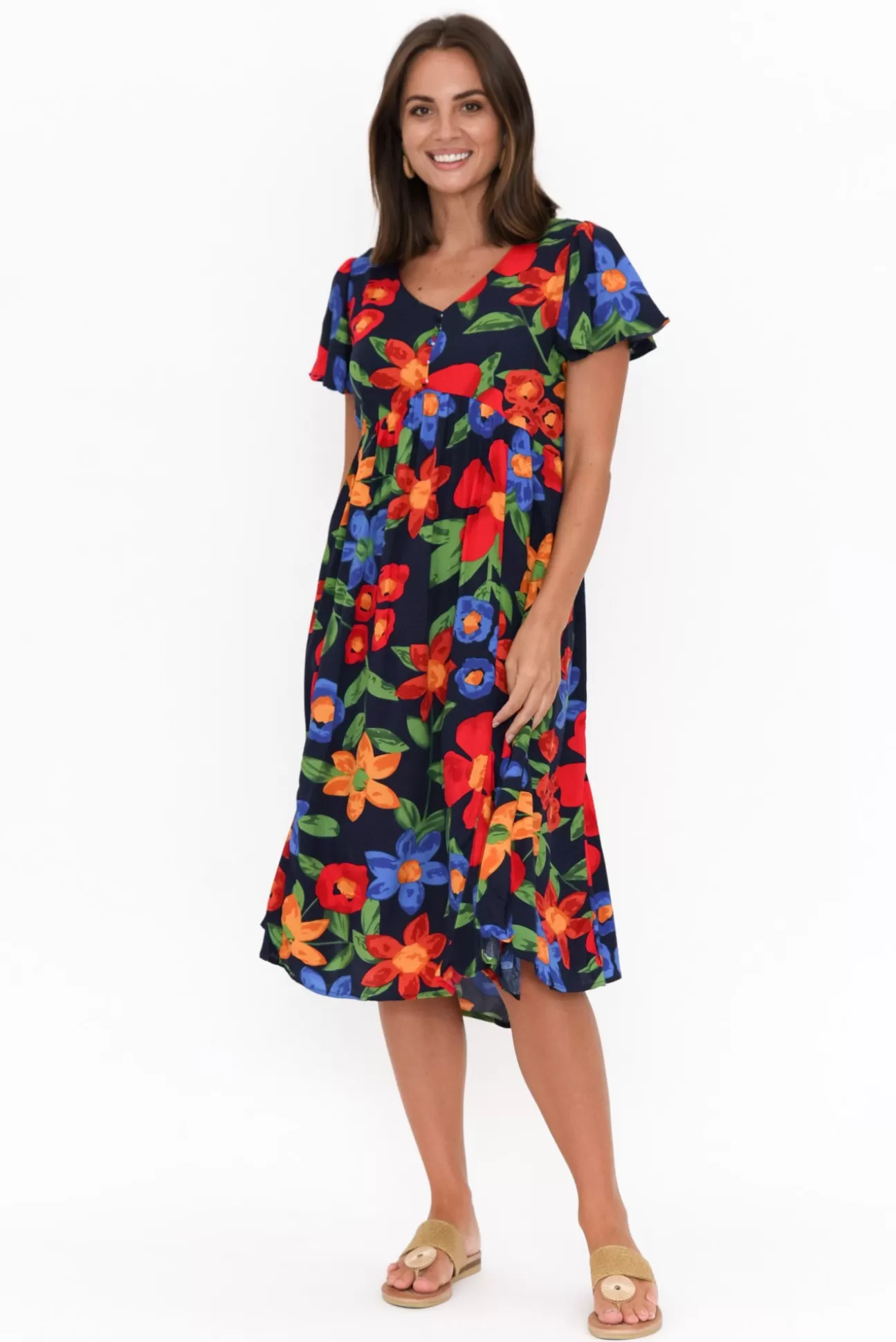 Hourglass Kalena Navy Flower Dress Best Sale